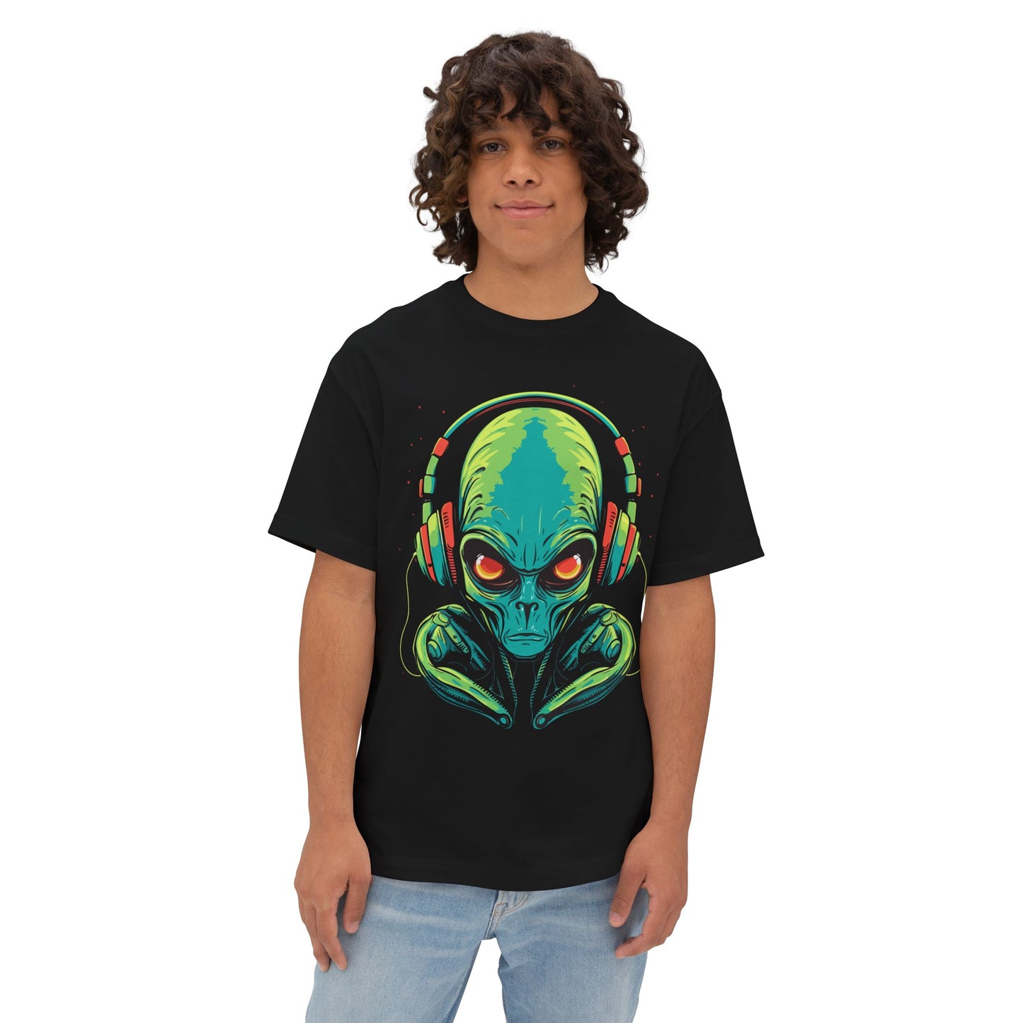 Alien Music Lover Unisex Oversized Boxy Tee