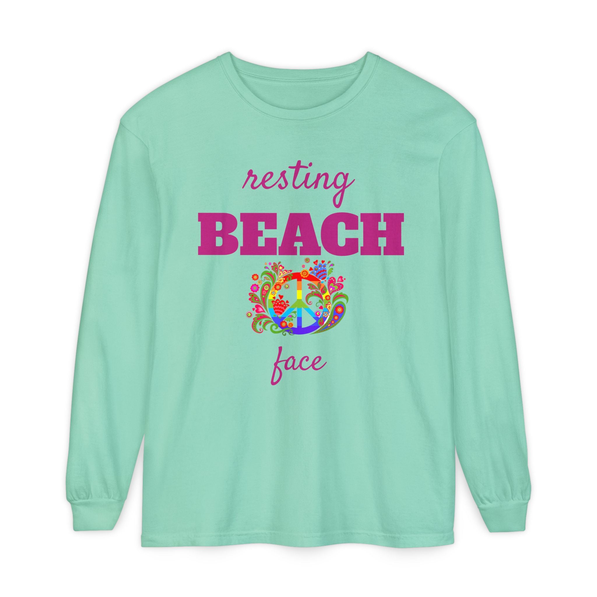 Resting Beach Face - Unisex Garment-dyed Long Sleeve T-Shirt