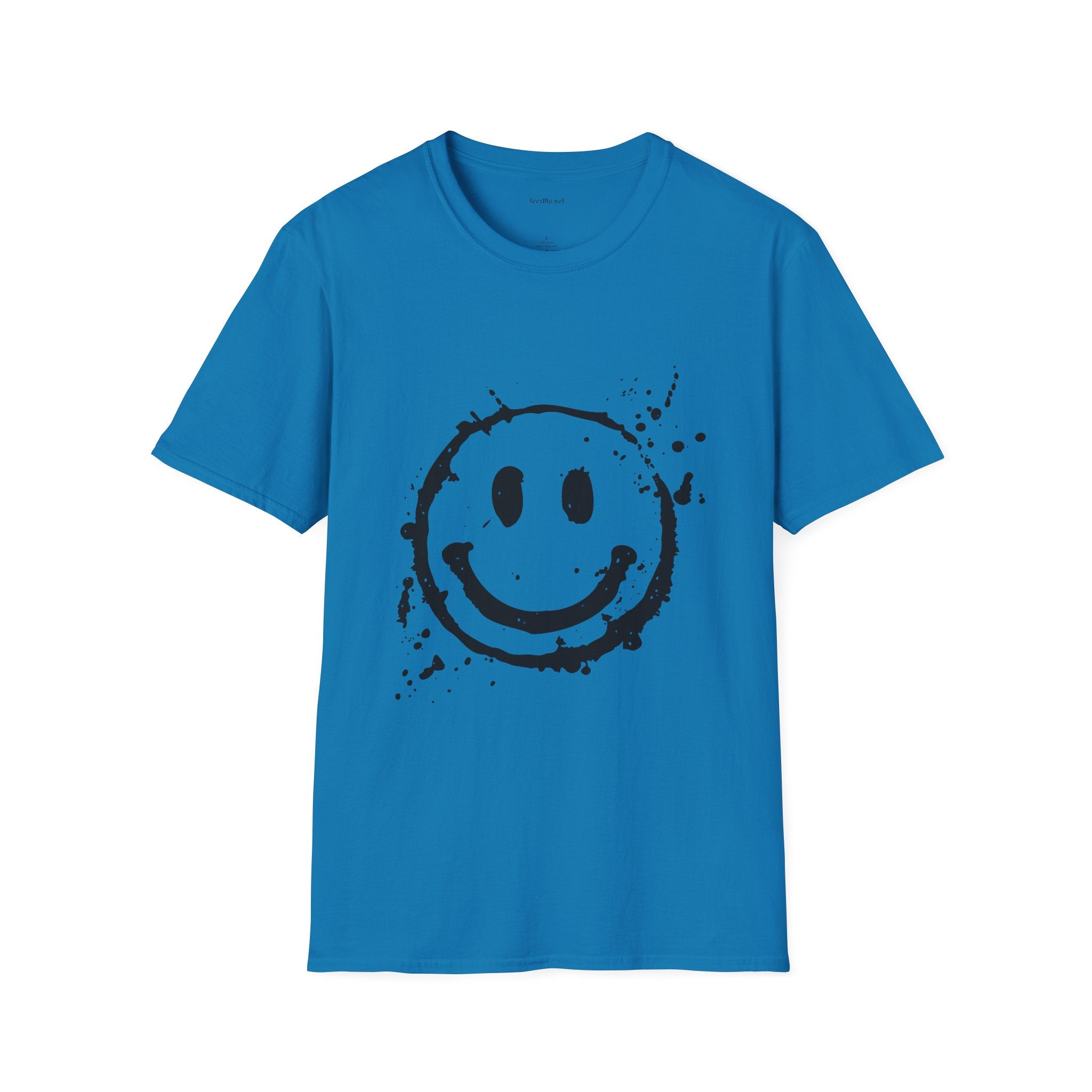 Smiley Splatter T-Shirt — Grunge Happy Face Graphic Tee