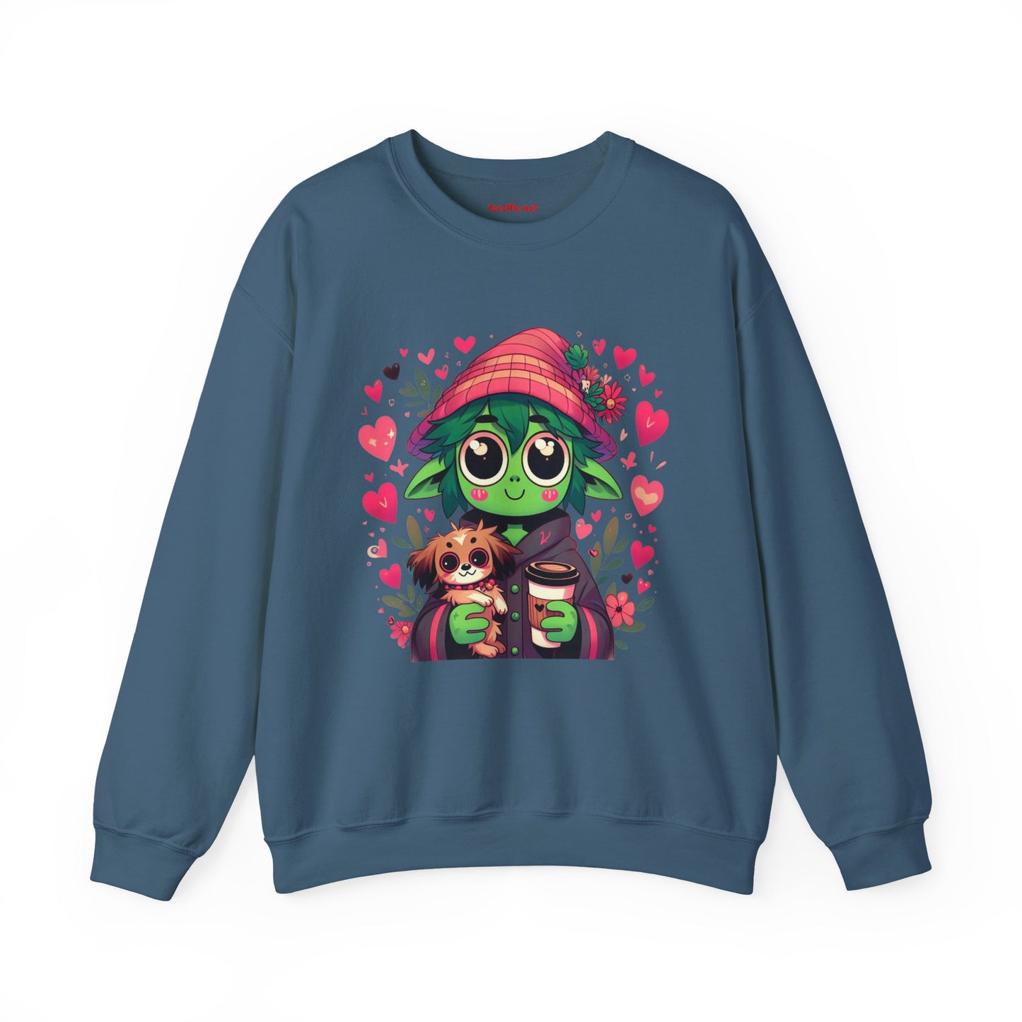 Cute Alien with Hearts Unisex Heavy Blend™ Crewneck Sweatshirt