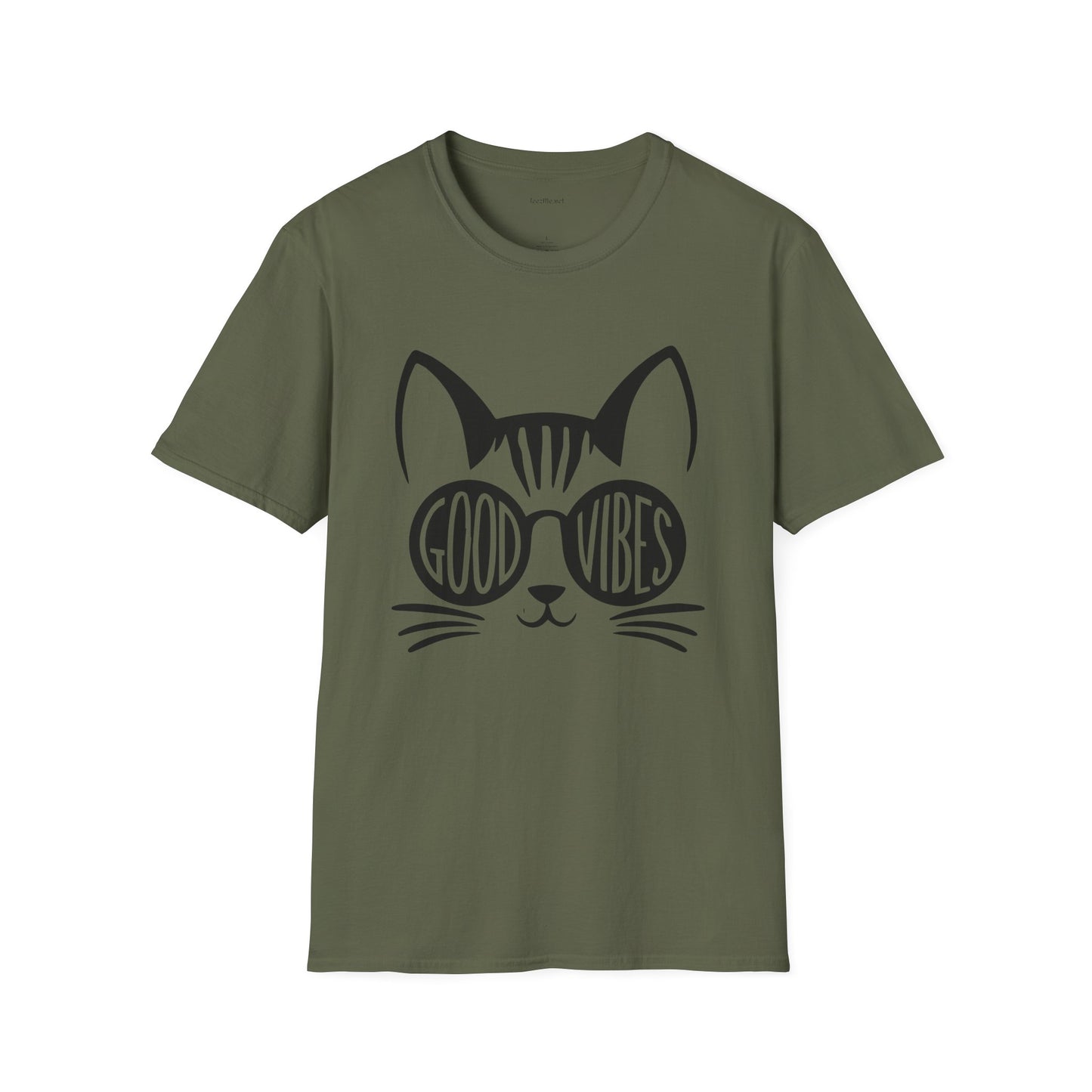 Good Vibes Cat Glasses 01 Unisex Softstyle T-Shirt 100% Cotton Graphic