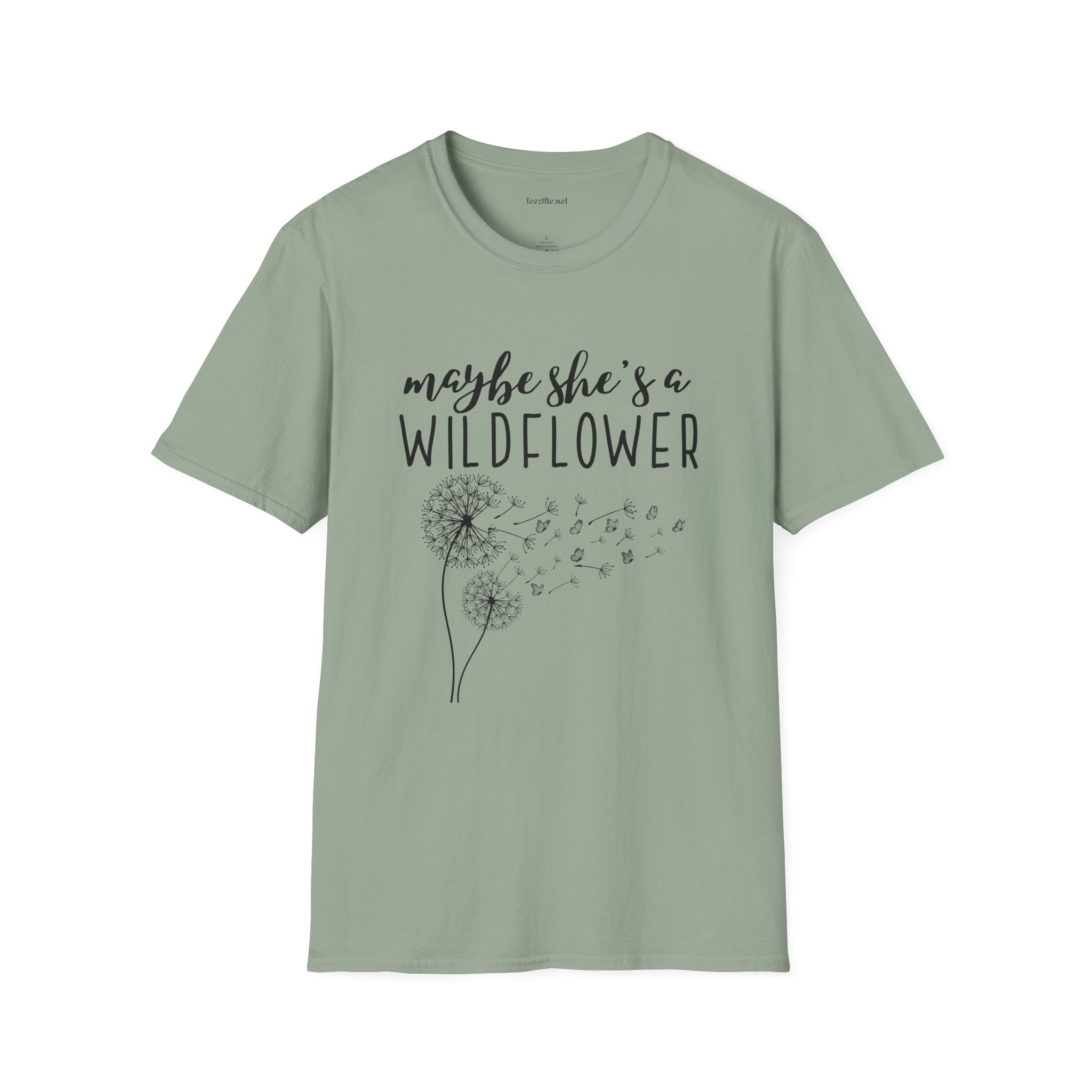 Maybe she's a Wildflower with dandelion Unisex Softstyle T-Shirt 100% Cotton Graphic