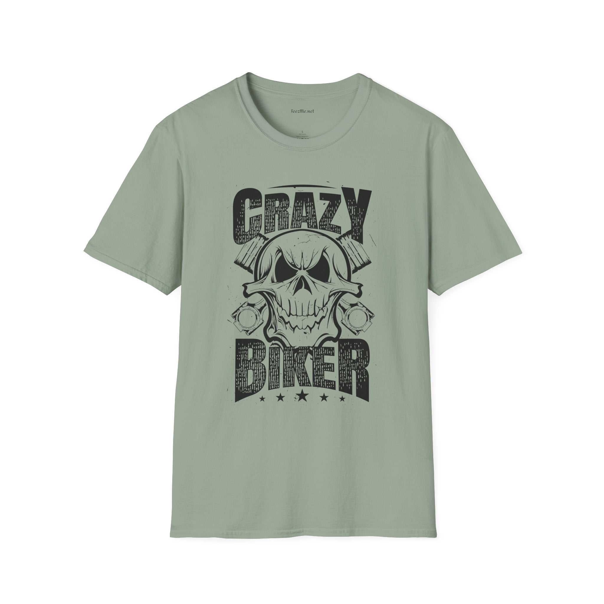 Crazy Biker Unisex Softstyle T-Shirt 100% Cotton Graphic