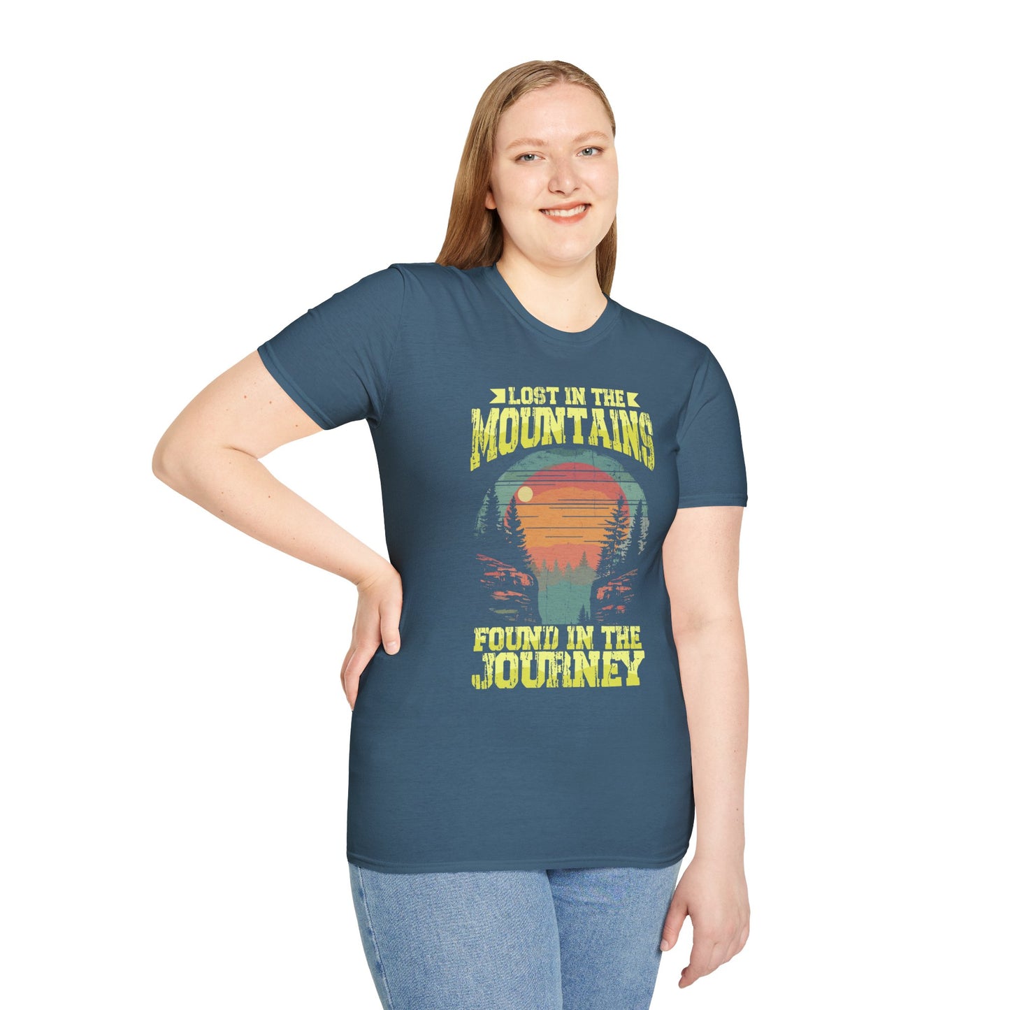 Lost in the Mountain - Unisex Softstyle T-Shirt 100% Cotton Graphic