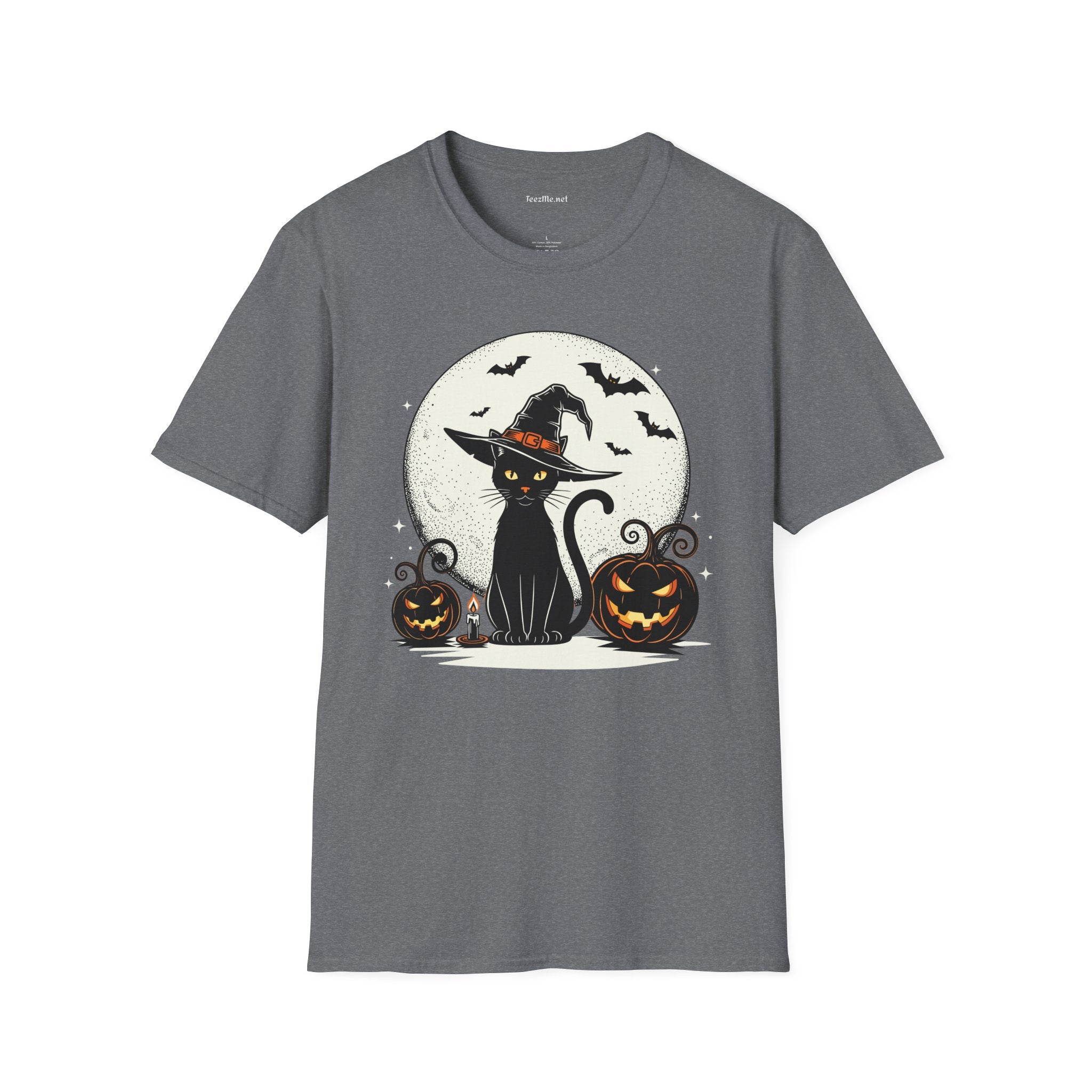 Cat with pumpkin Unisex Softstyle T-Shirt 100% Cotton Graphic