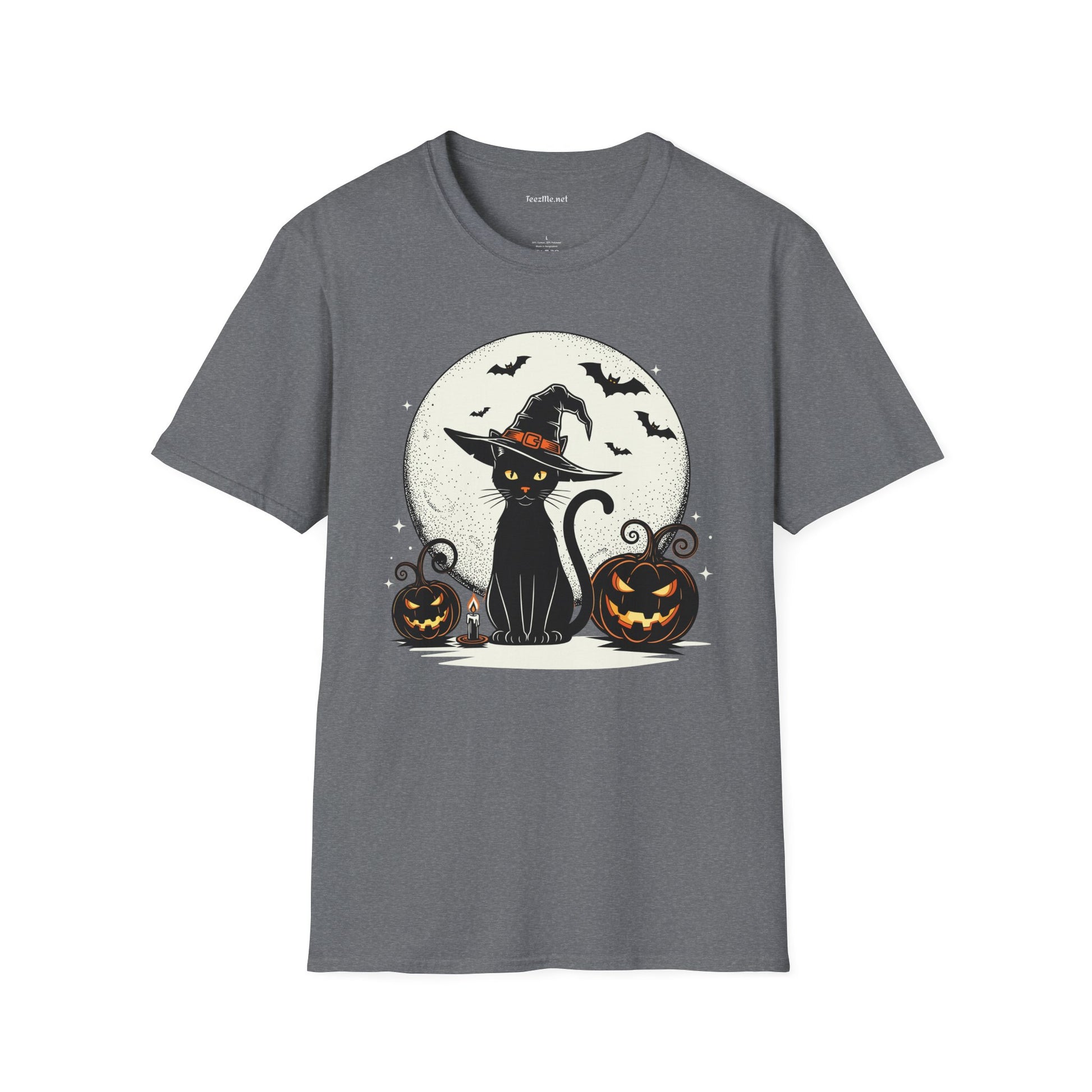 Cat with pumpkin Unisex Softstyle T-Shirt 100% Cotton Graphic