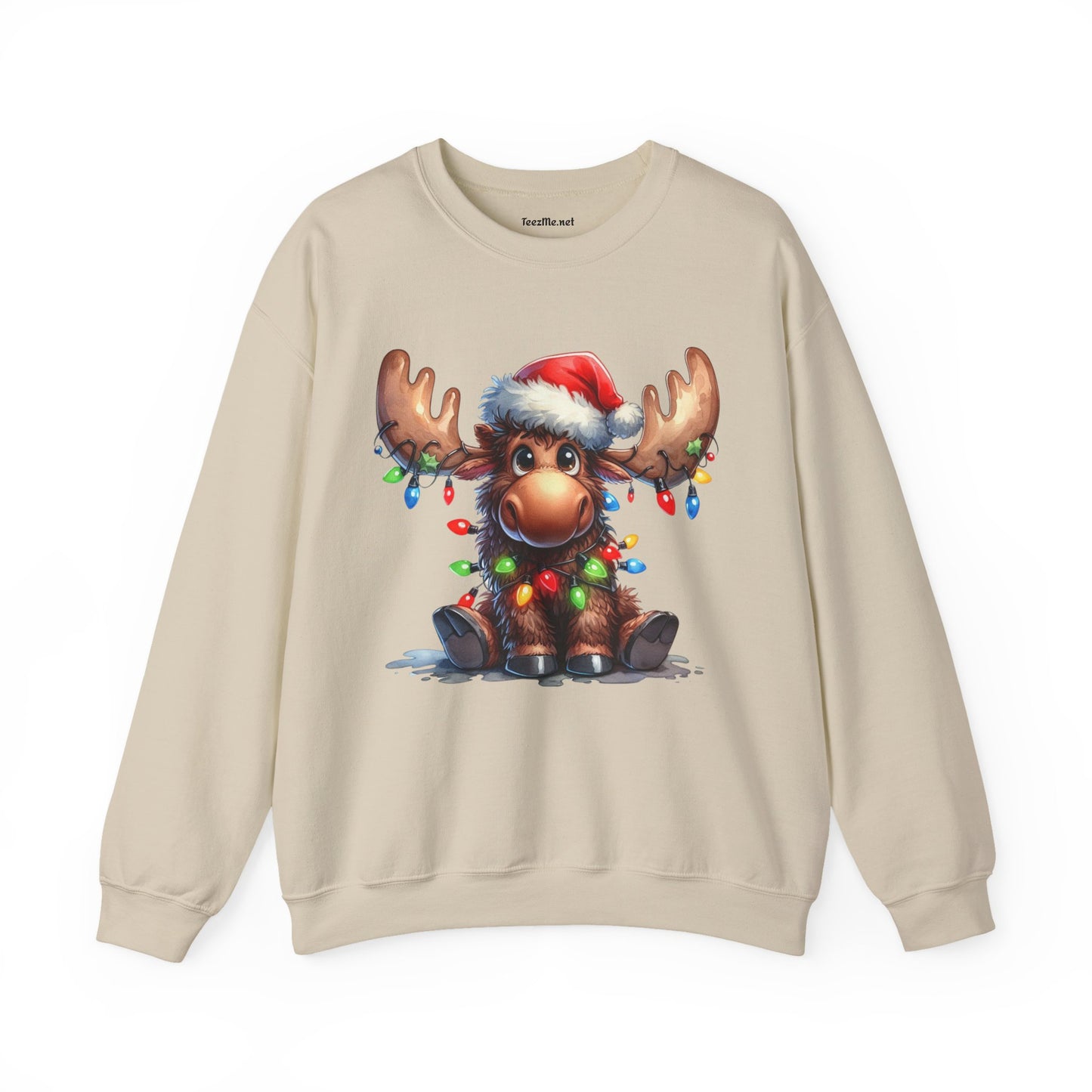 Adorable Christmas Moose Unisex Heavy Blend™ Crewneck Sweatshirt Graphic Seasonal