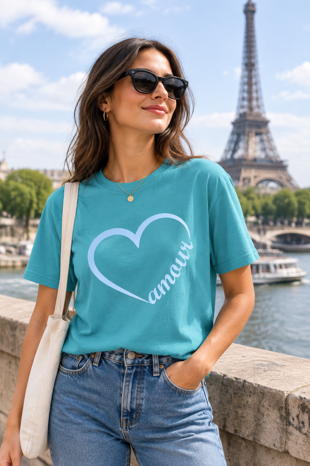 Amour (Turquoise) Unisex Softstyle T-Shirt 100% Cotton Graphic