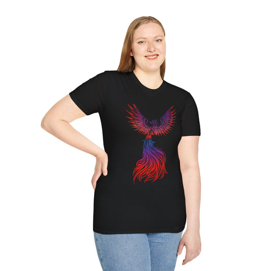 Phoenix rising (image)- Unisex Softstyle T-Shirt 100% Cotton Graphic
