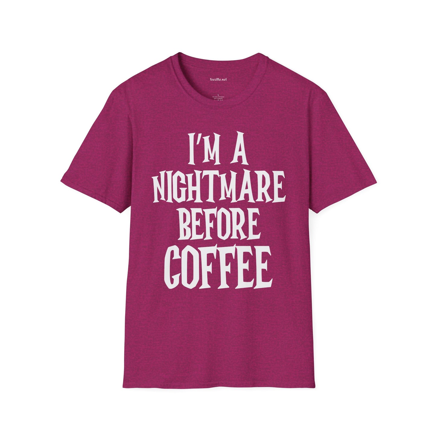 I'm a Nightmare Before Coffee Unisex Softstyle T-Shirt 100% Cotton Graphic