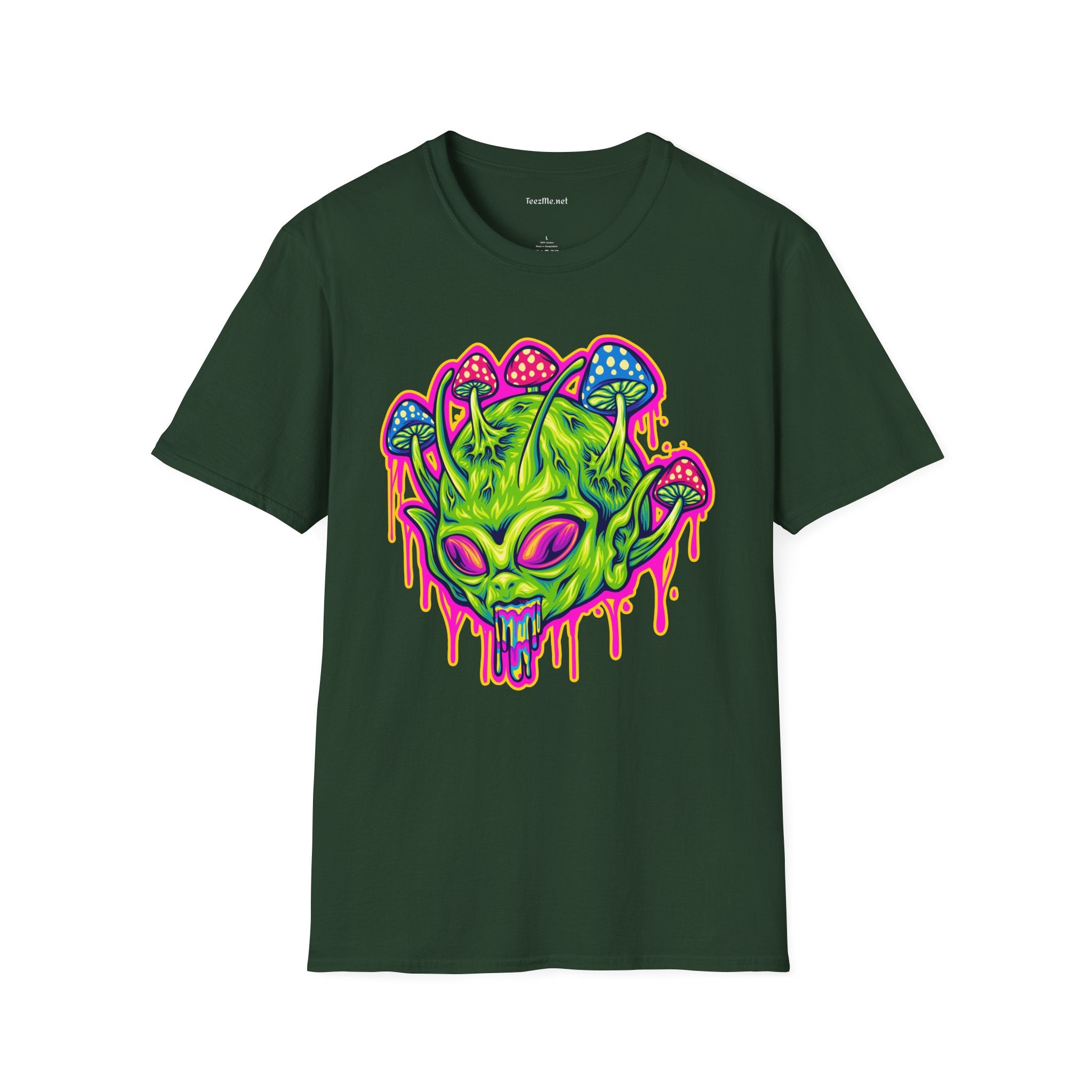 Trippy Alien Unisex Softstyle T-Shirt 100% Cotton Graphic