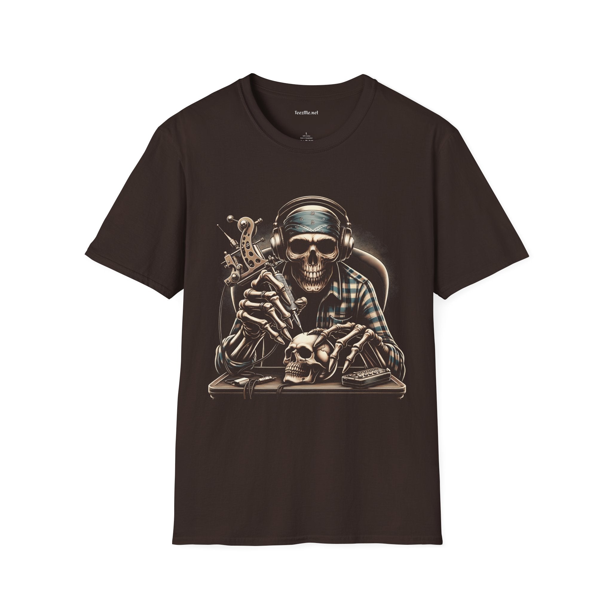 Skull Tattoo Artist 01 Unisex Soft Style T-Shirt 100% Cotton Graphic