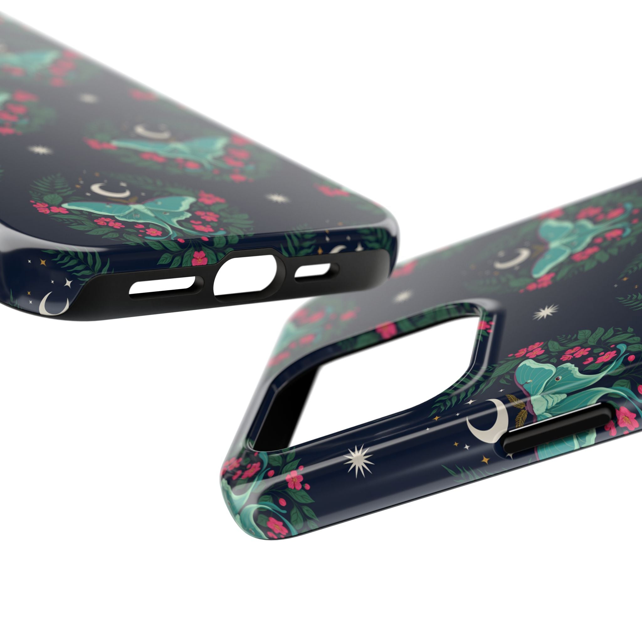 Moon Moth Tough Phone Case — Botanical Nightscape Protective Cover