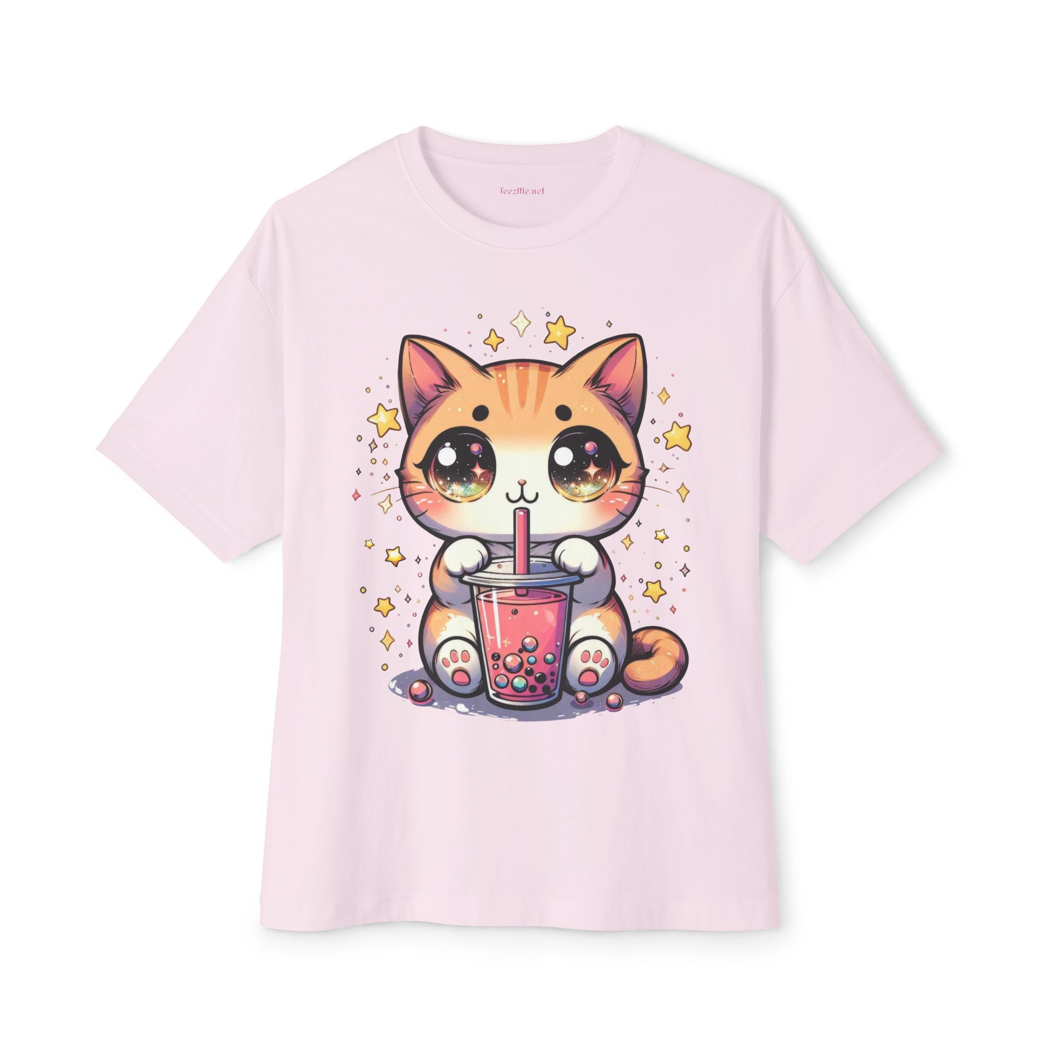 Anime Cat Bubble Tea  (1) Unisex Oversized Boxy Tee