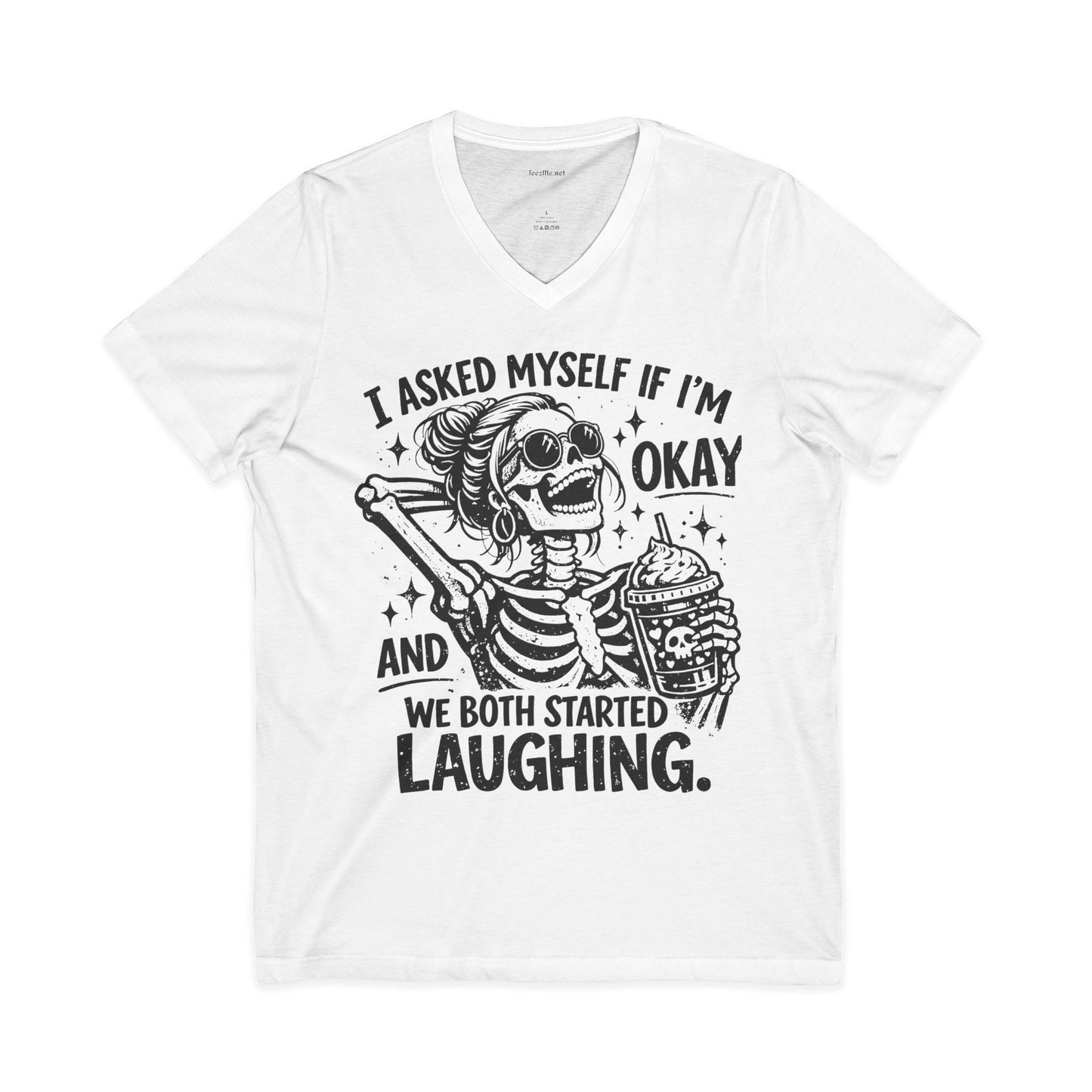 I Asked Myself If 03 Unisex Jersey Short Sleeve V-Neck Tee