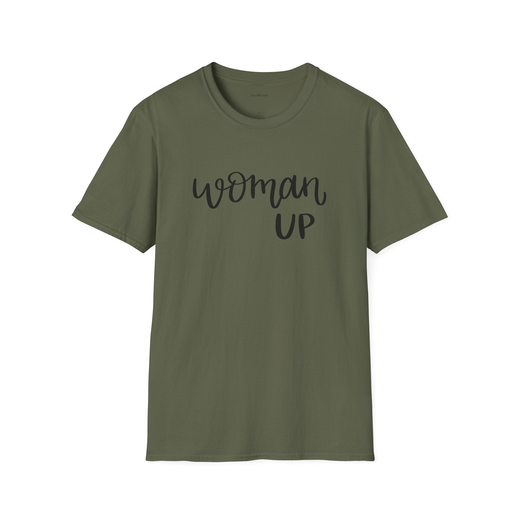 Woman Up T-Shirt — Feminist Empowerment Tee for Women, 'Woman Up' Script Design