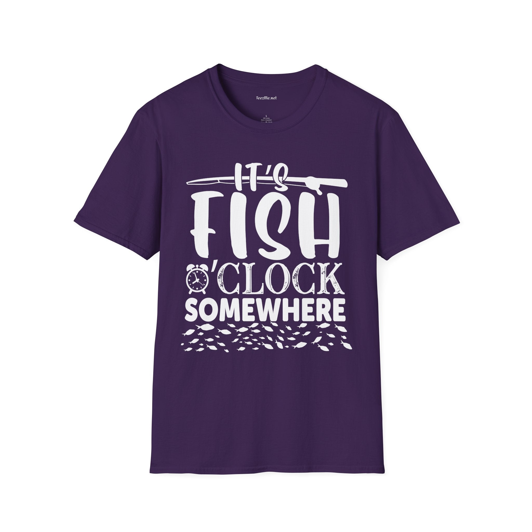It's Fish O'clock Somewhere Unisex Soft Style T-Shirt 100% Cotton Graphic