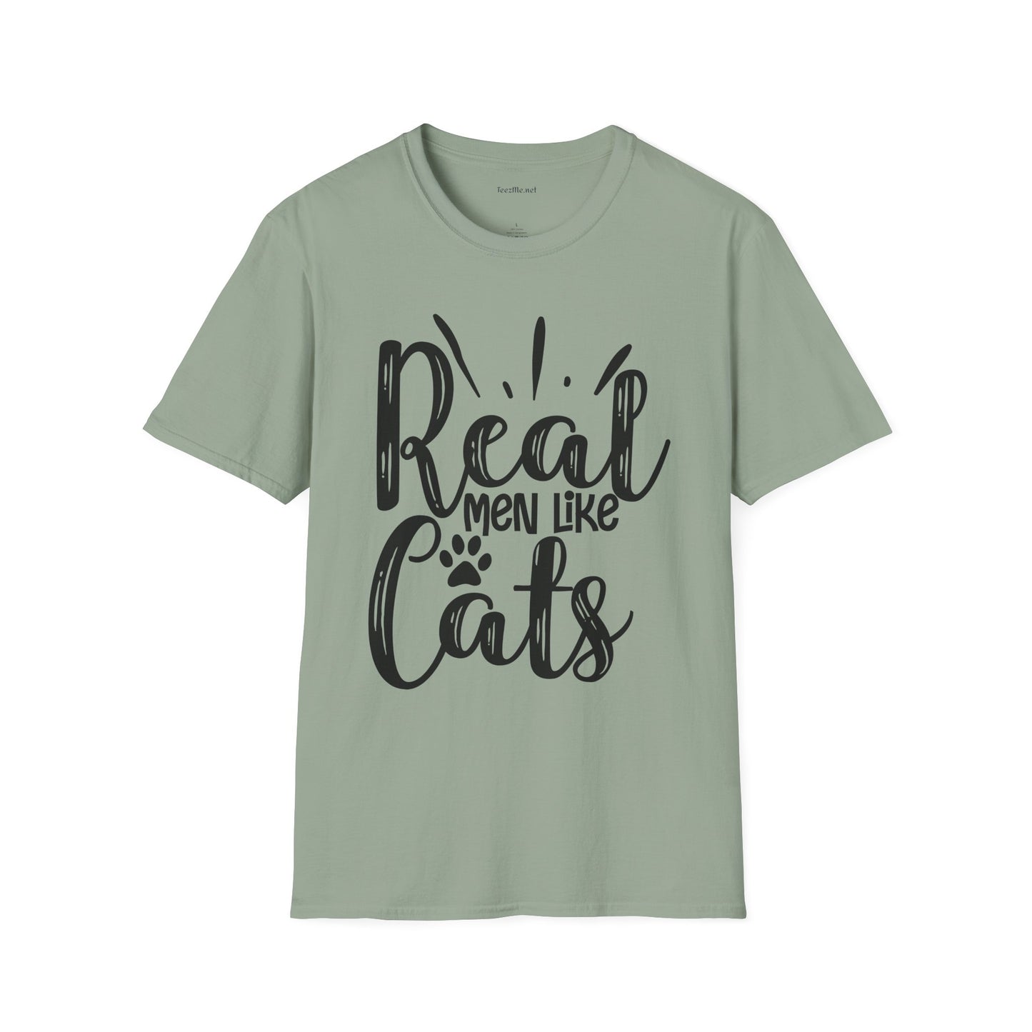 Real Men Like Cats Unisex Soft Style T-Shirt 100% Cotton Graphic
