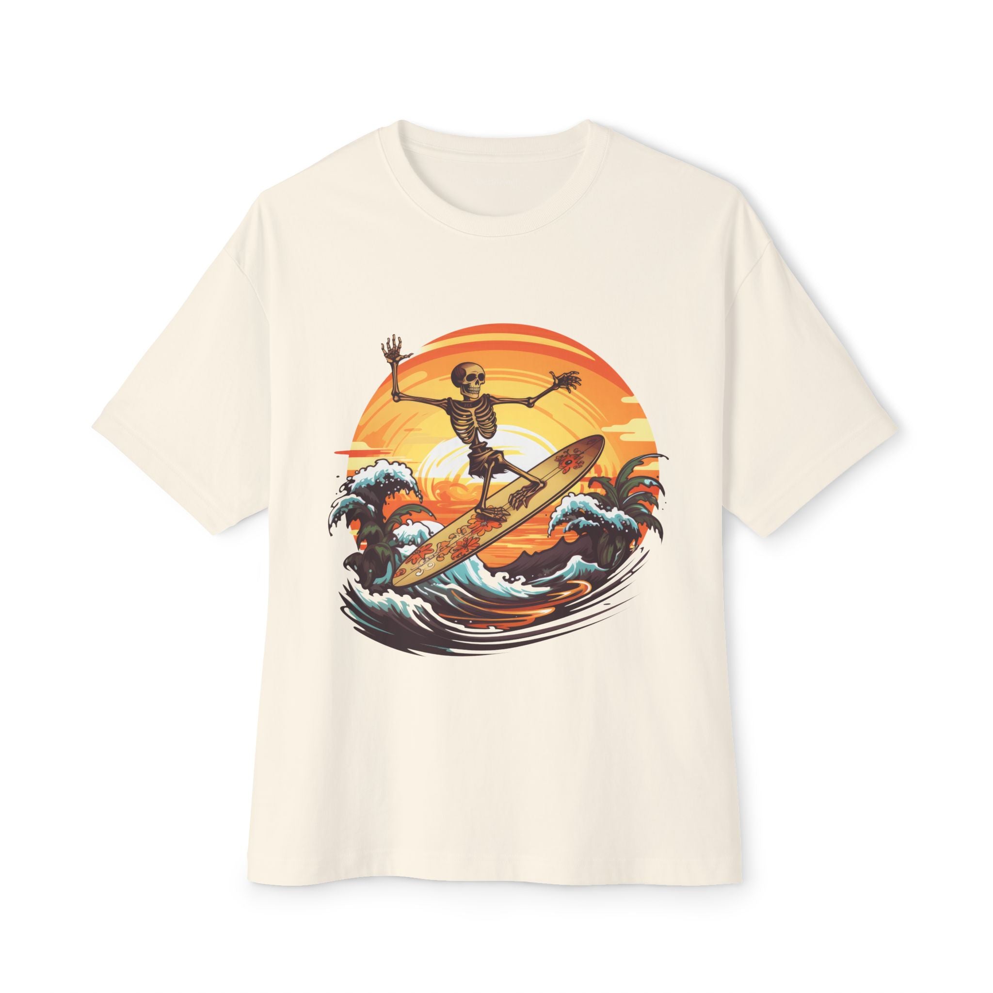 Skeleton Surfing1 - Unisex Oversized Boxy Tee