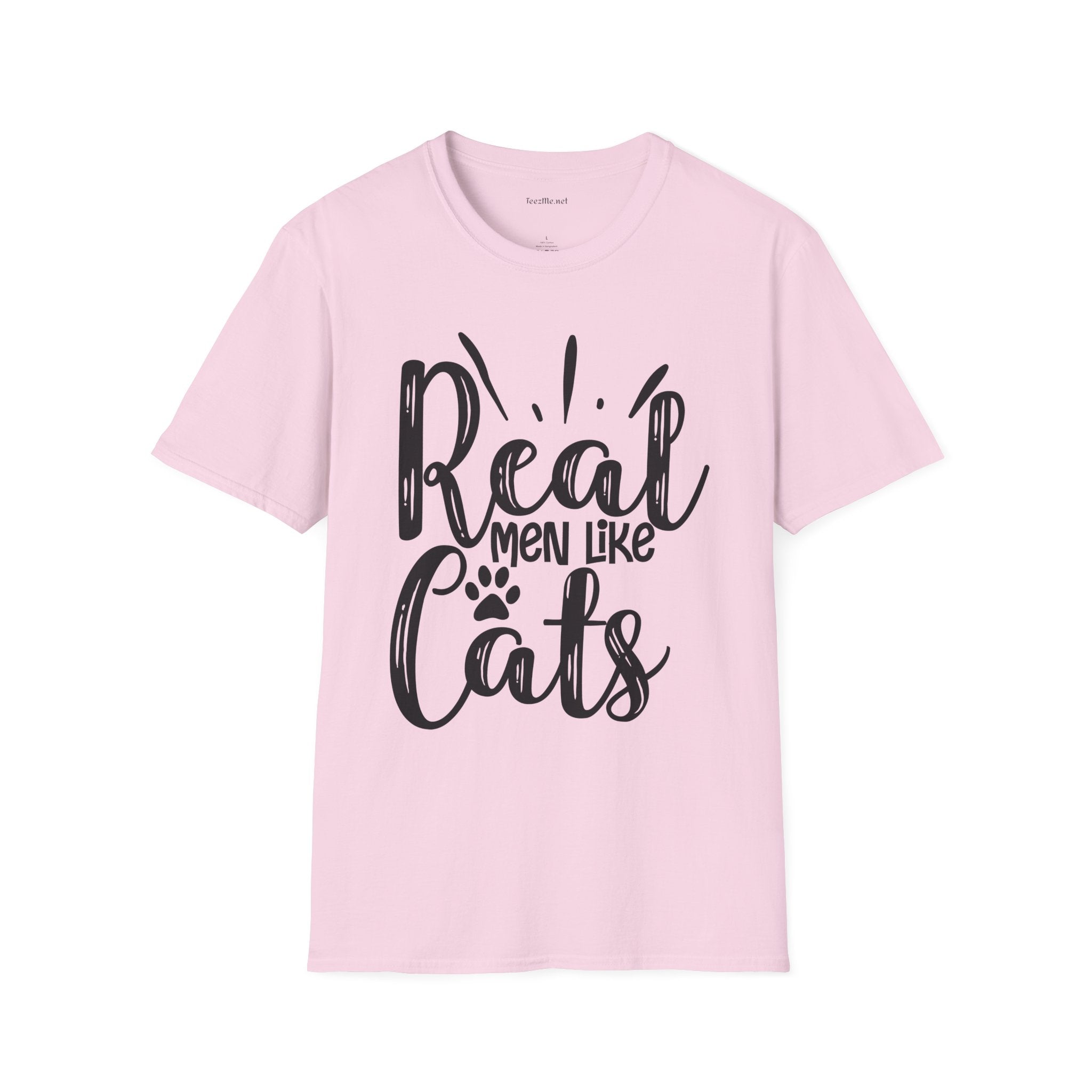 Real Men Like Cats Unisex Soft Style T-Shirt 100% Cotton Graphic