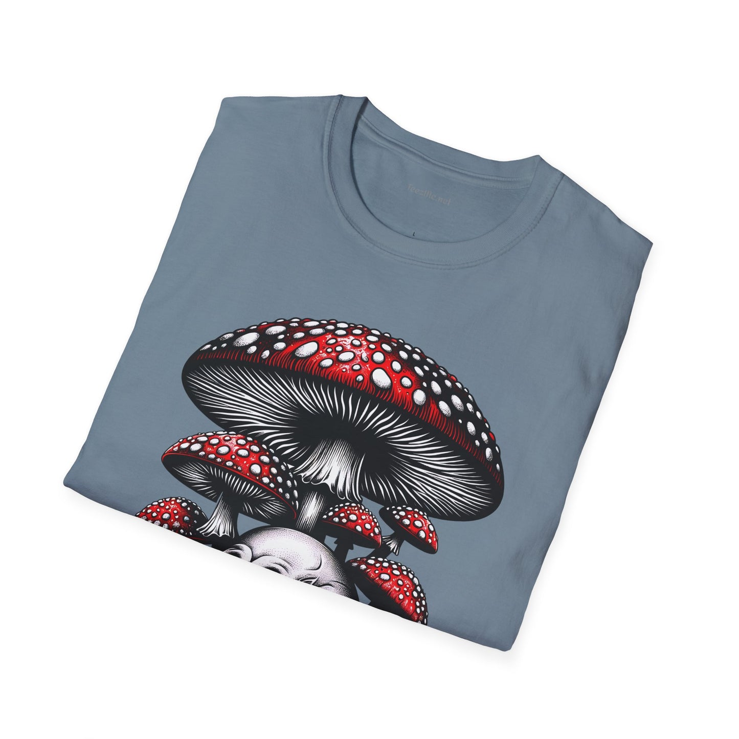 Skull with Mushroom Unisex Softstyle T-Shirt 100% Cotton Graphic