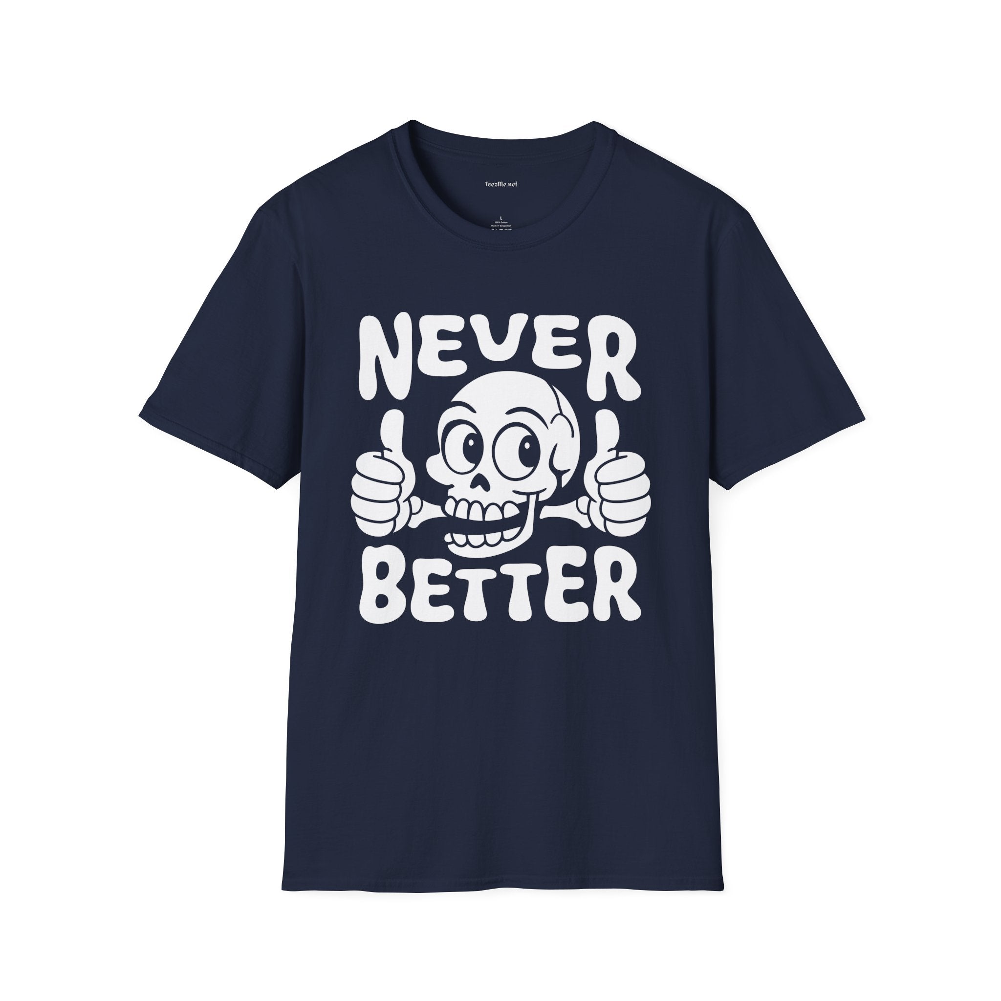 Never Better Skull Tee — Retro Thumbs-Up Graphic T-Shirt