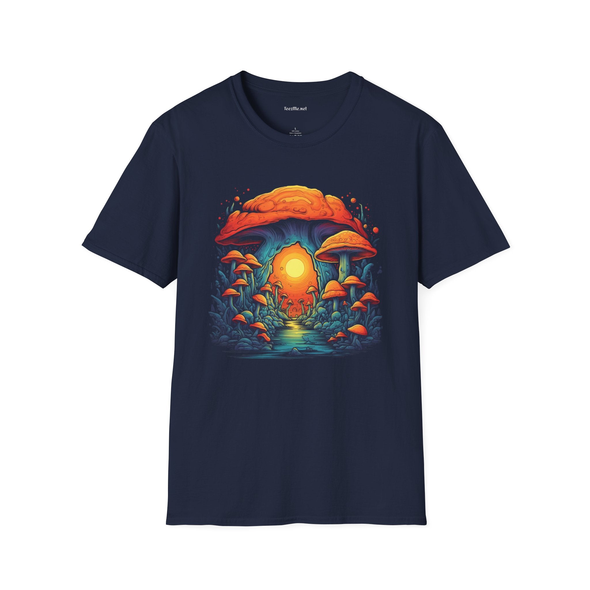 BOHO Psych Mushroom Unisex Softstyle T-Shirt 100% Cotton Graphic