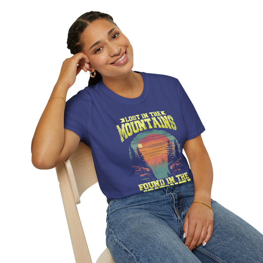 Lost in the Mountain - Unisex Softstyle T-Shirt 100% Cotton Graphic