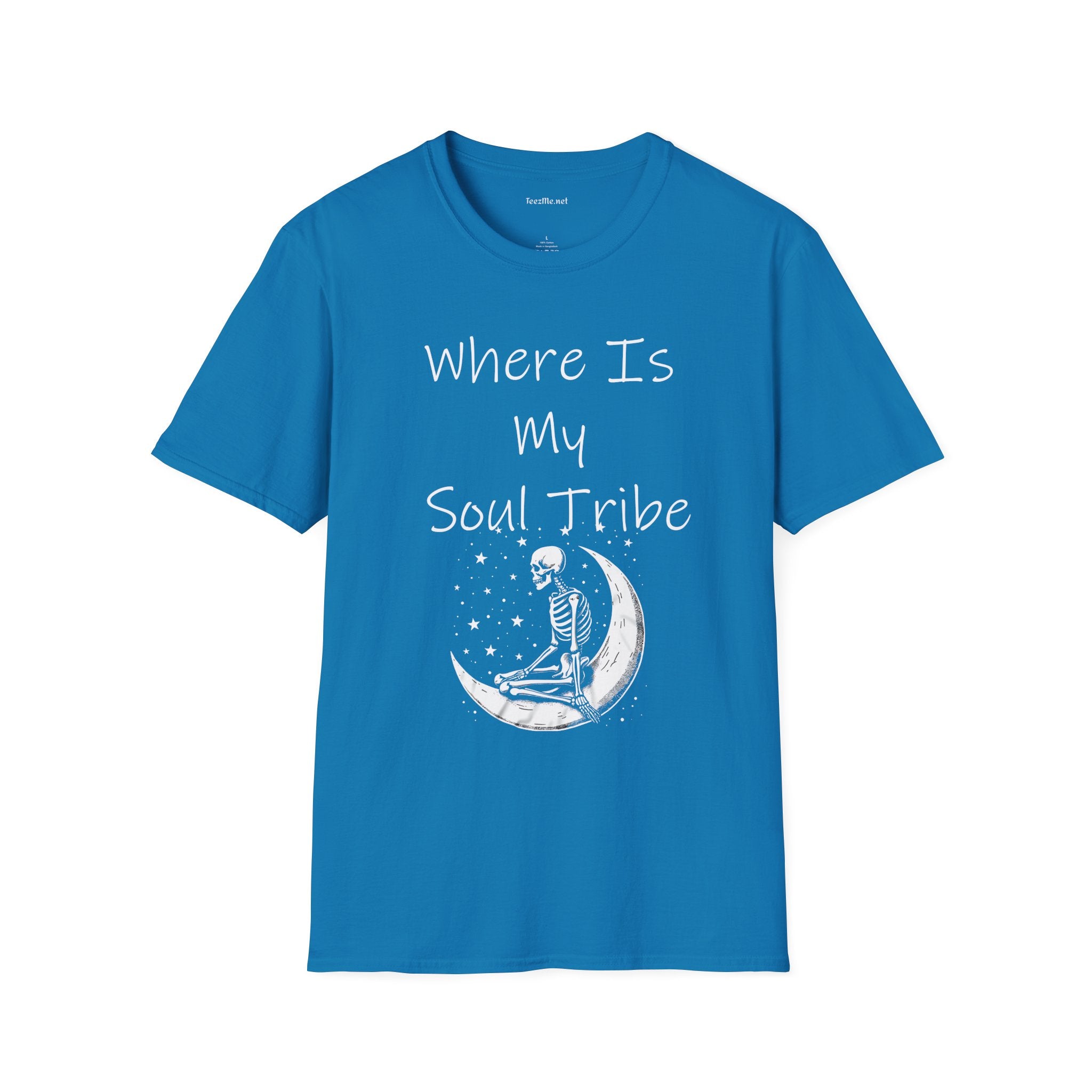 Where Is My Soul Tribe with Skeleton Unisex Soft Style T-Shirt 100% Cotton Graphic