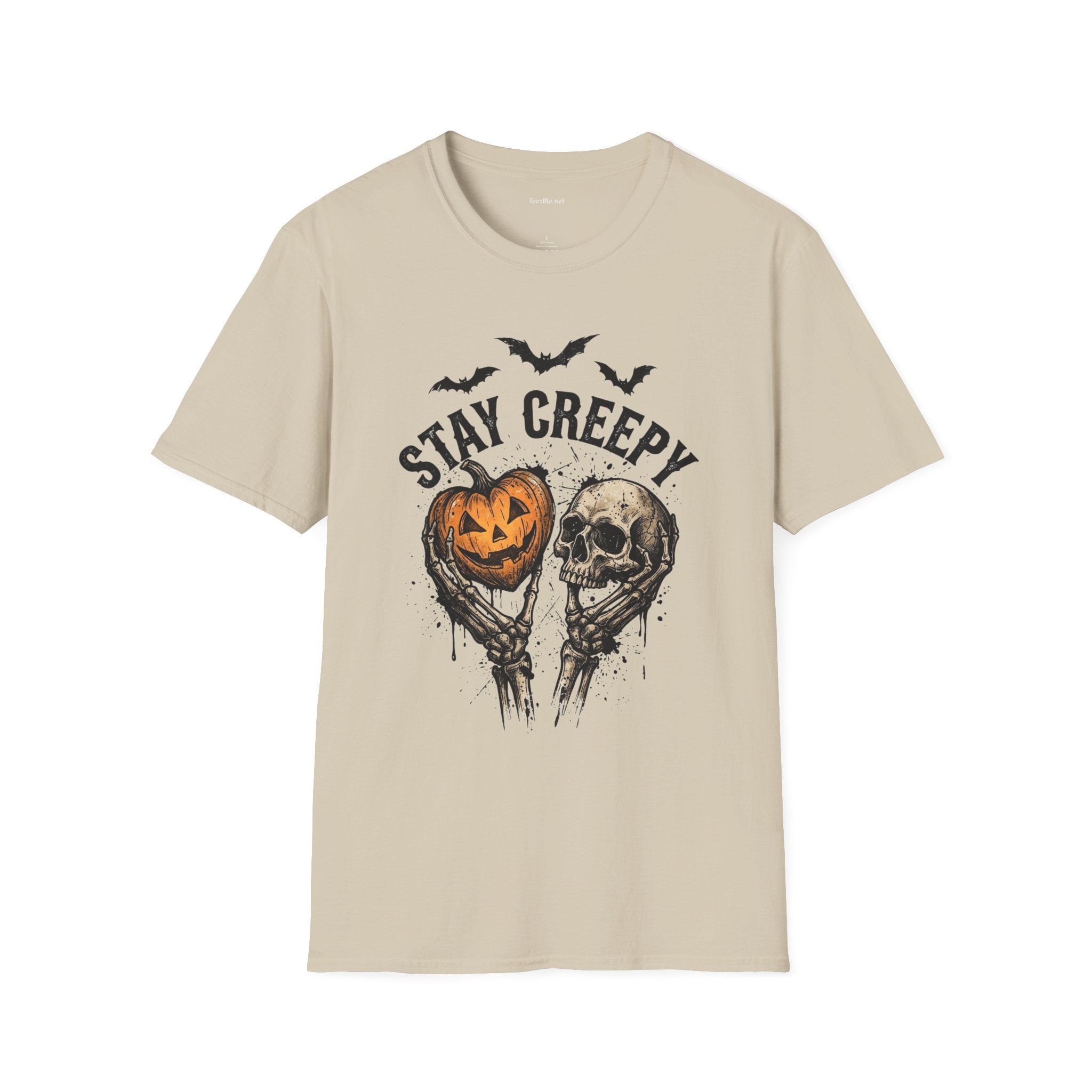 Stay Creepy Halloween T-Shirt — Pumpkin & Skull Spooky Graphic Tee