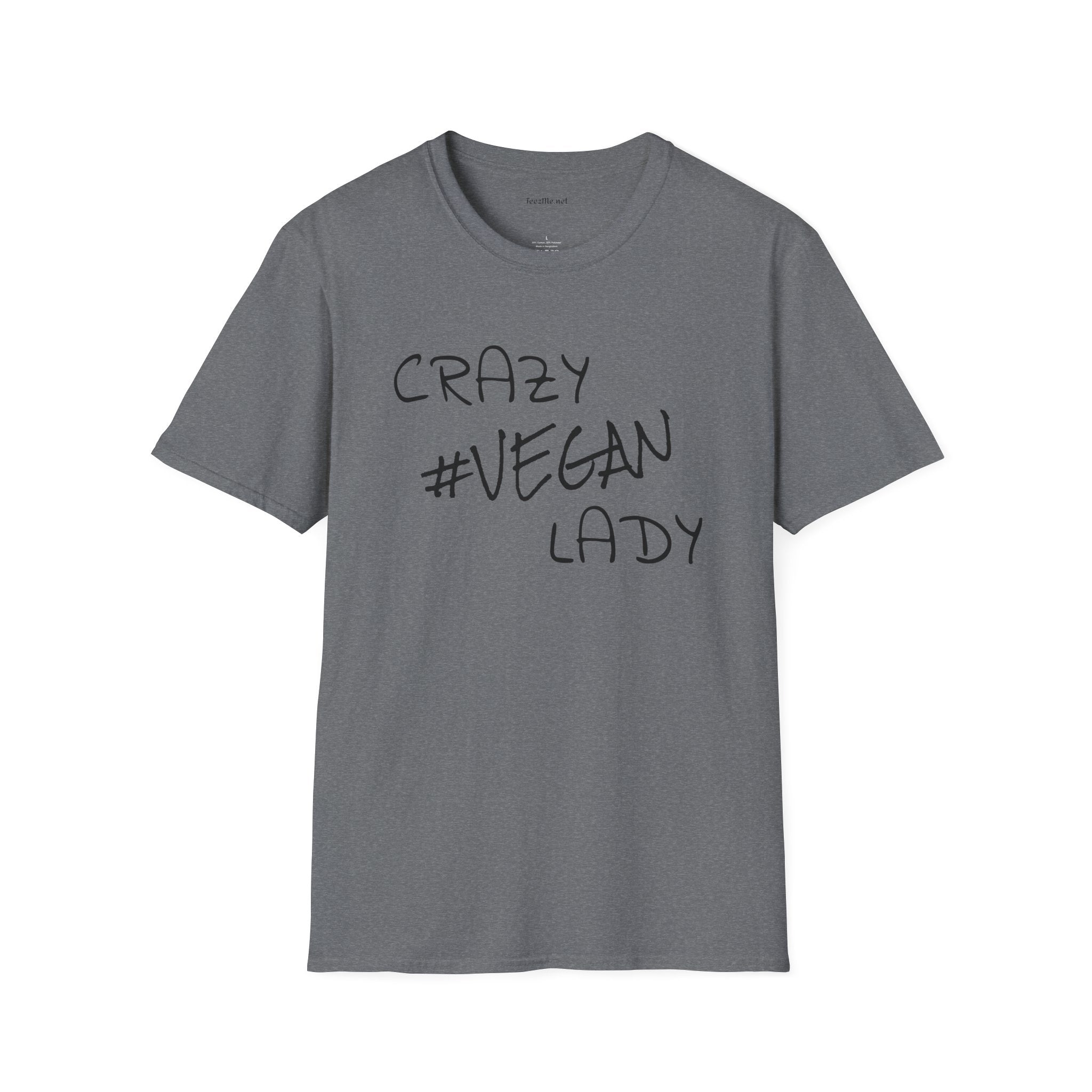 Crazy #Vegan Lady Unisex Softstyle T-Shirt 100% Cotton Graphic
