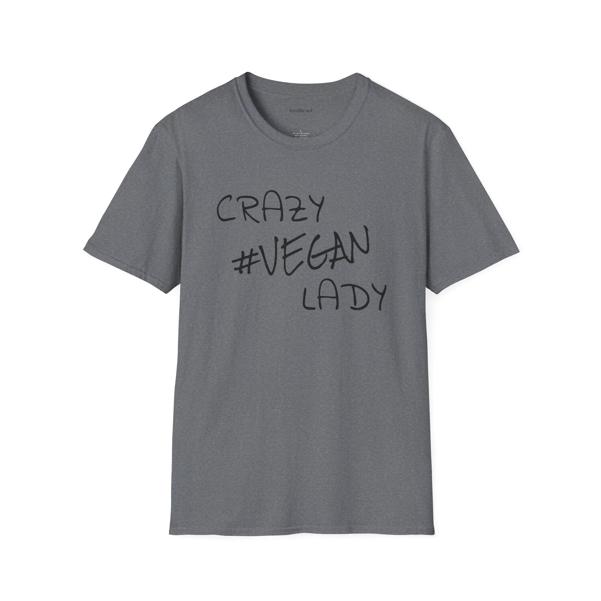 Crazy #Vegan Lady Unisex Softstyle T-Shirt 100% Cotton Graphic