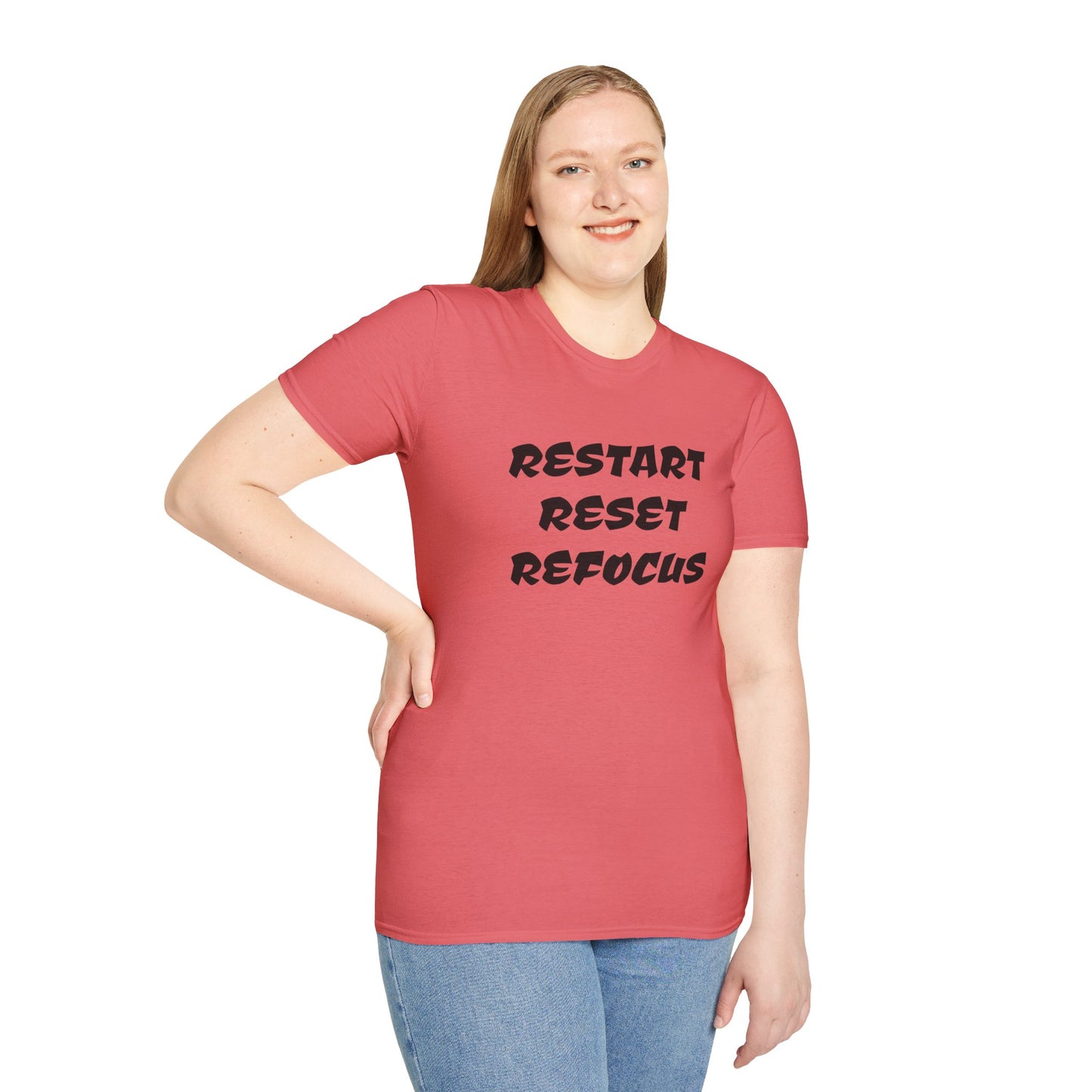 RESTART RESET REFOCUS - Unisex Softstyle T-Shirt 100% Cotton Graphic
