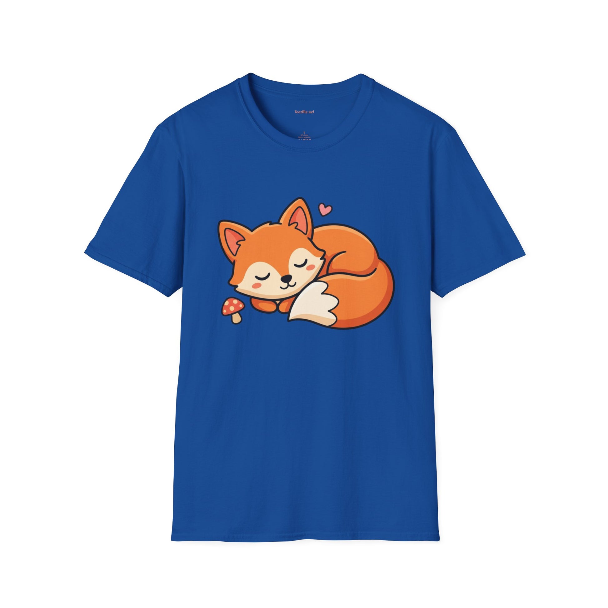 Sleeping Fox with Mushrrom Unisex Softstyle T-Shirt 100% Cotton Graphic
