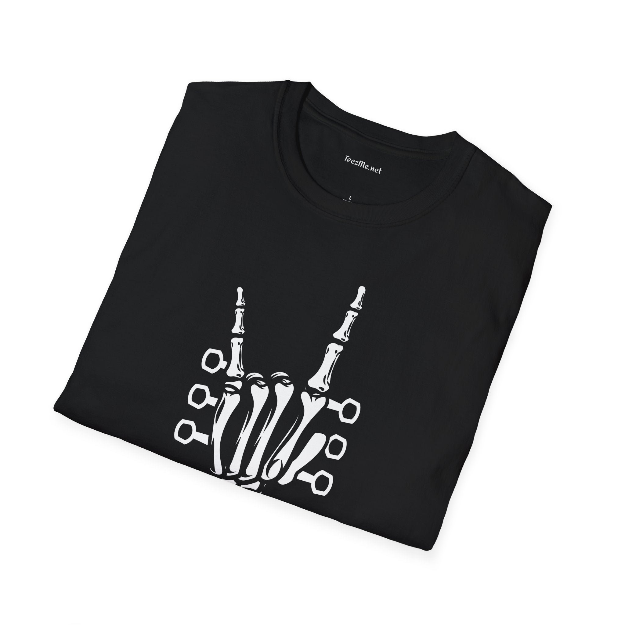 Skeleton Hand with Guitar - Unisex Softstyle T-Shirt 100% Cotton Graphic
