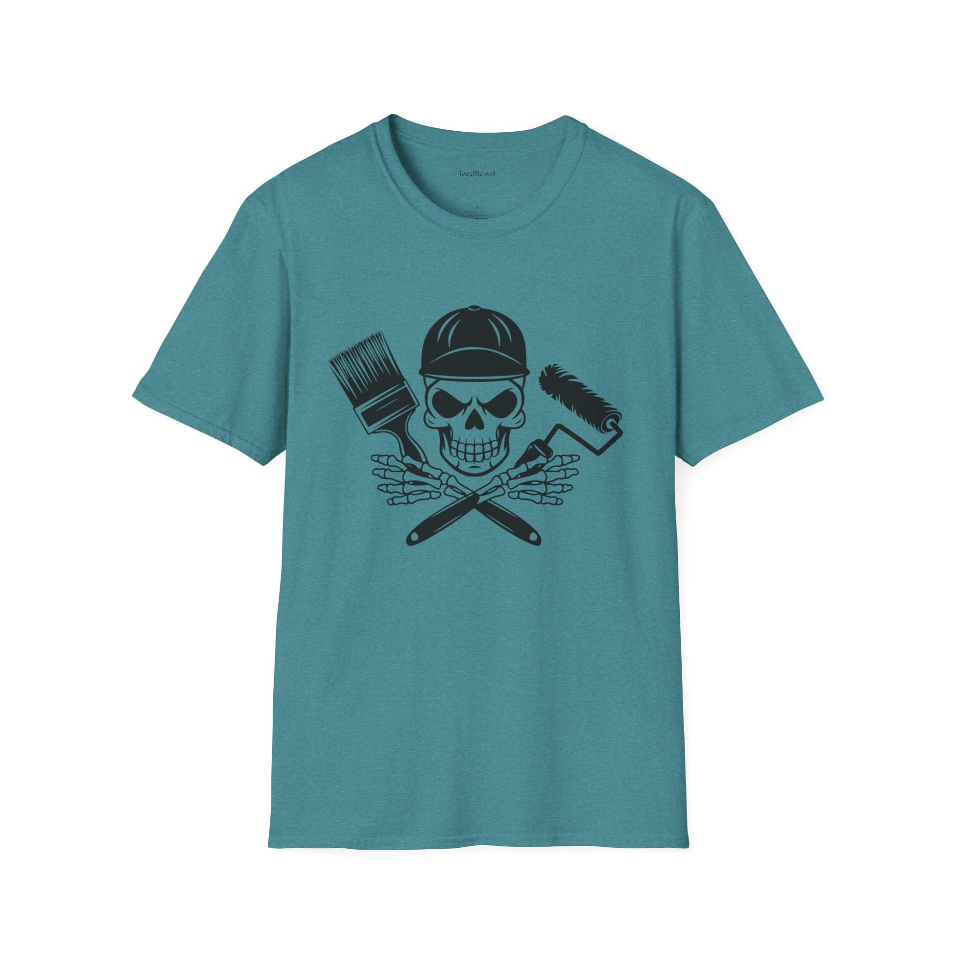Painter Skeleton Unisex Softstyle T-Shirt 100% Cotton Graphic