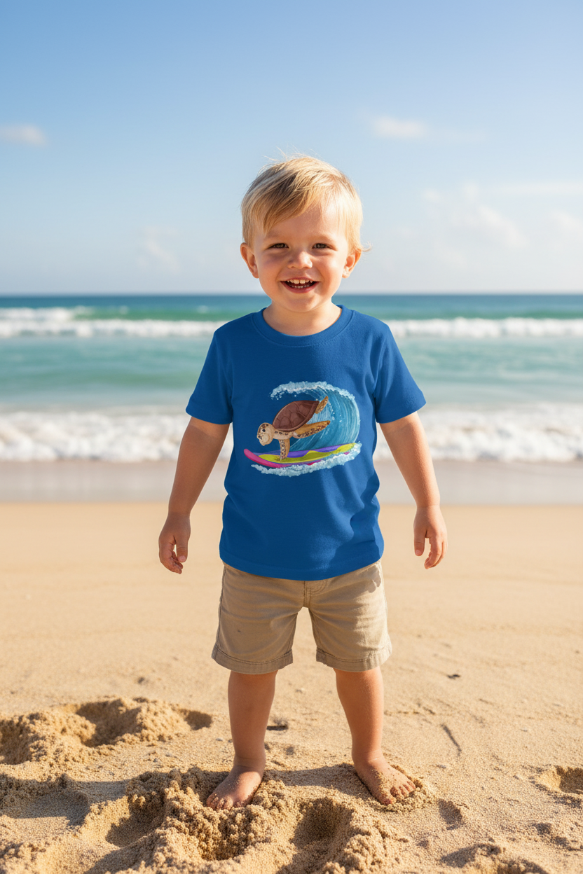 Turtle Surfer- Softstyle Tee Children