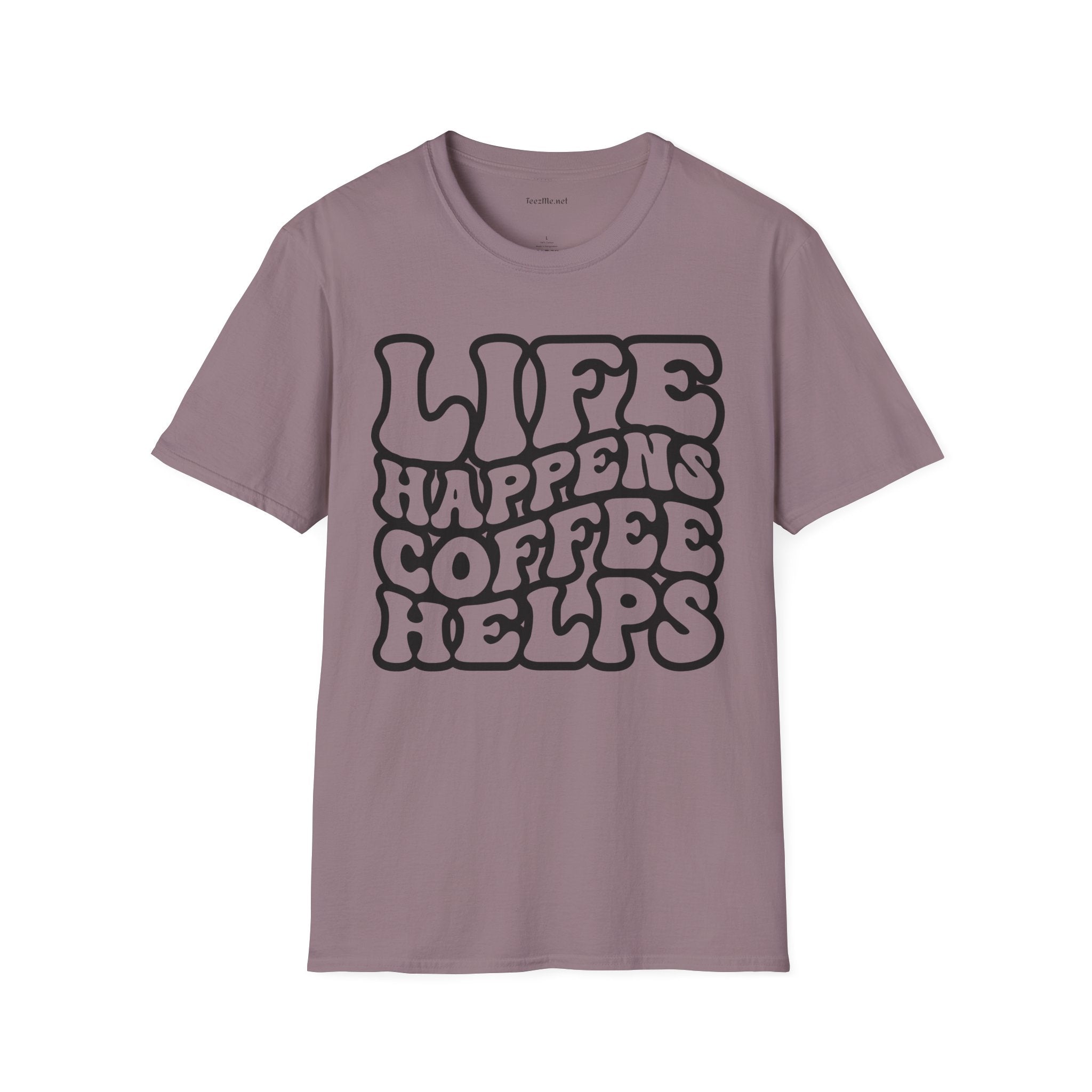 Life Happens Coffee Helps Unisex Softstyle T-Shirt 100% Cotton