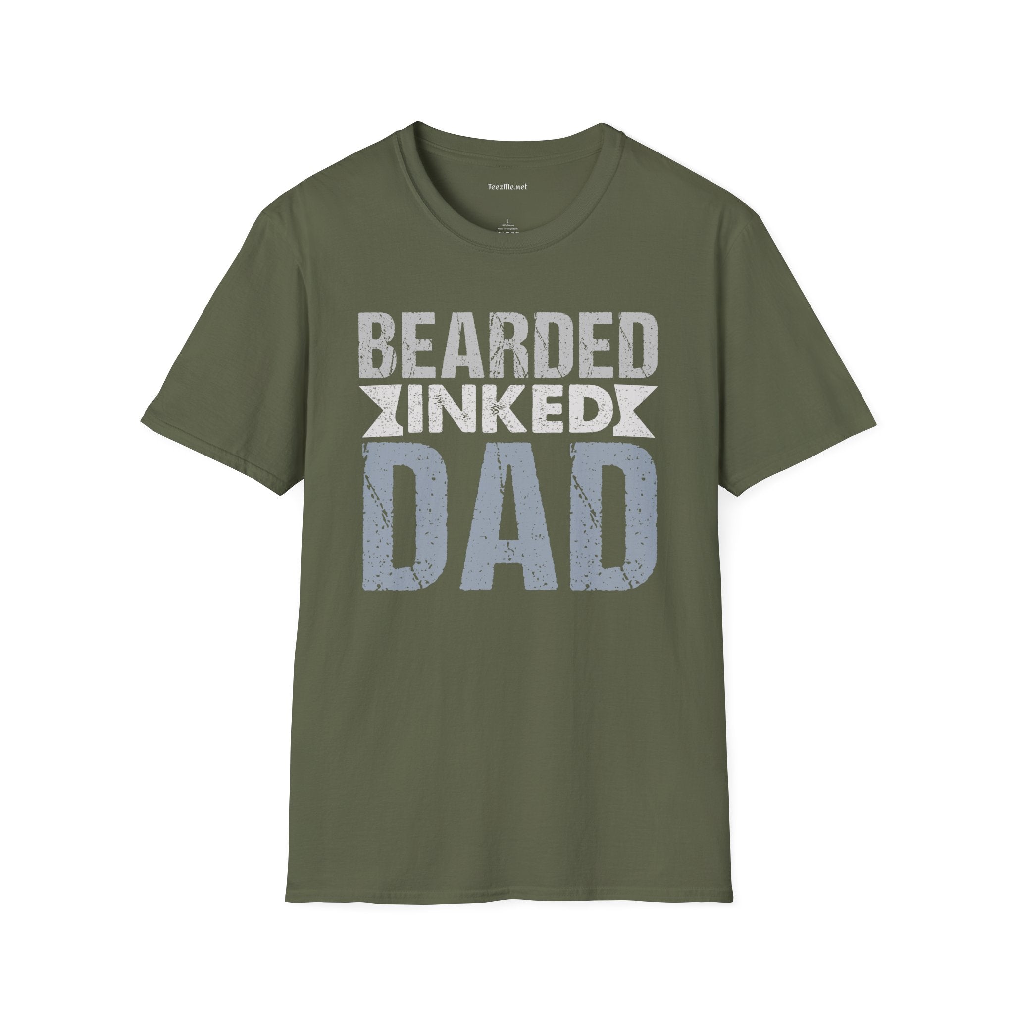 Bearded Inked Dad Unisex Style T-Shirt 100% Cotton Graphic