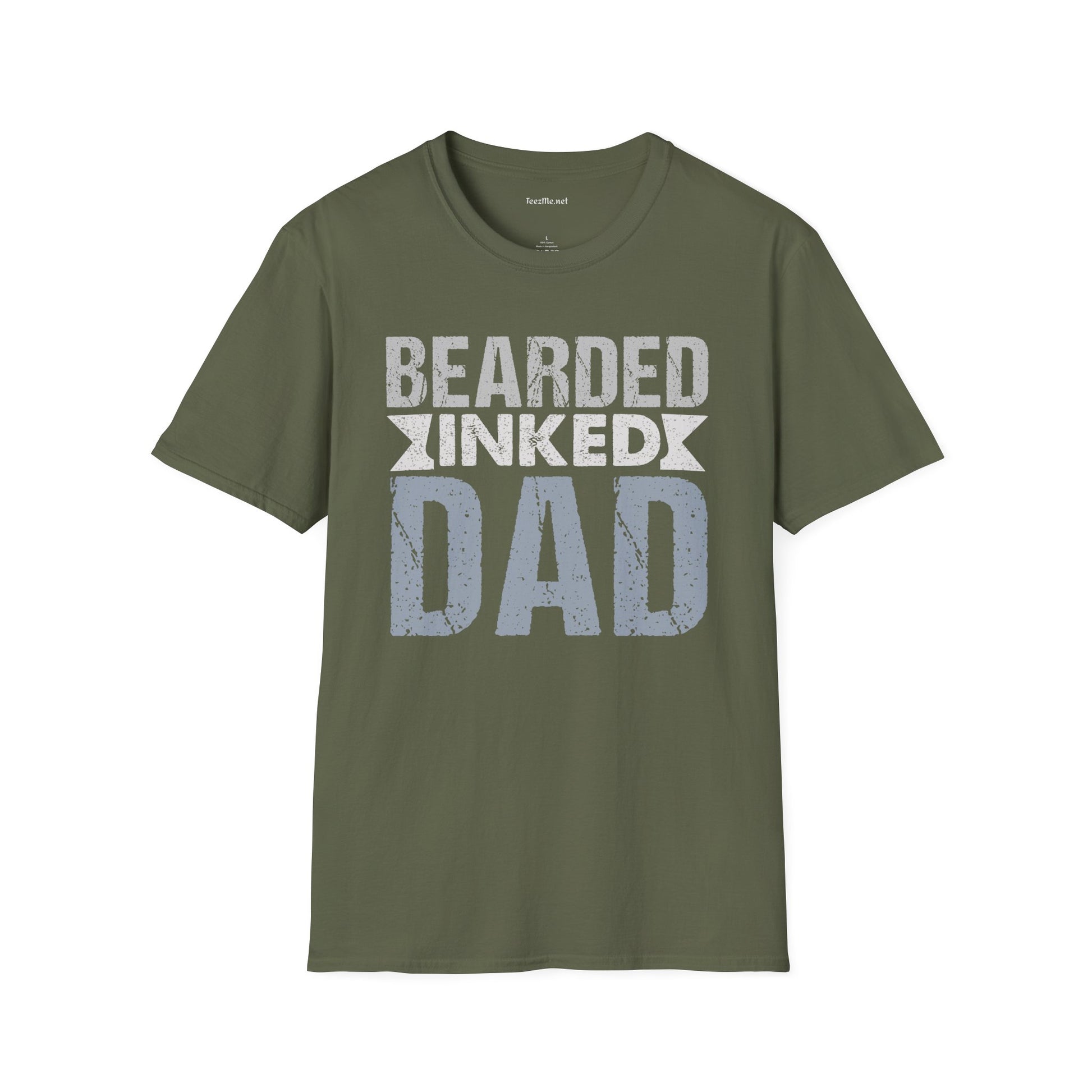 Bearded Inked Dad Unisex Style T-Shirt 100% Cotton Graphic