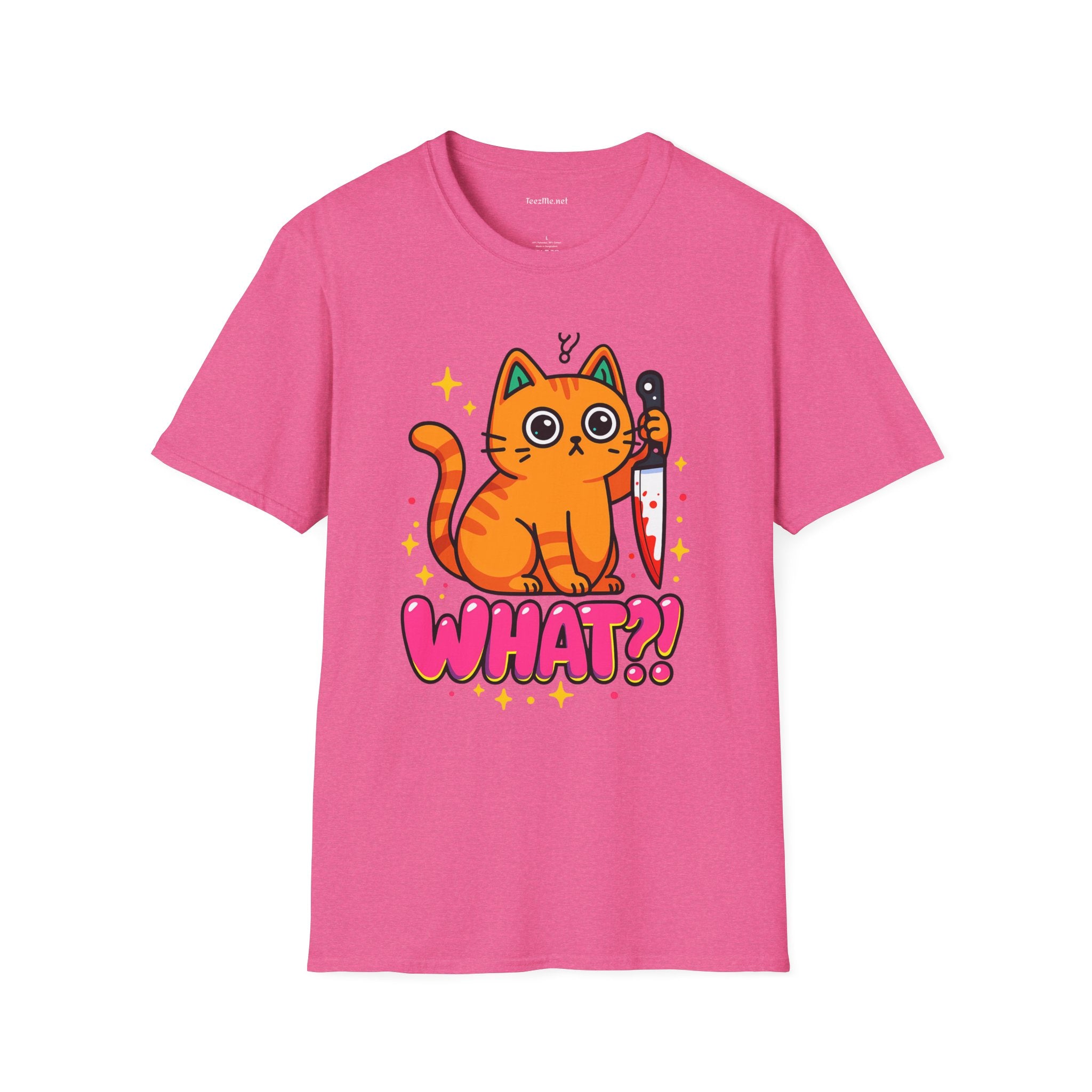 What? Murderous Cat Unisex Softstyle T-Shirt 100% Cotton