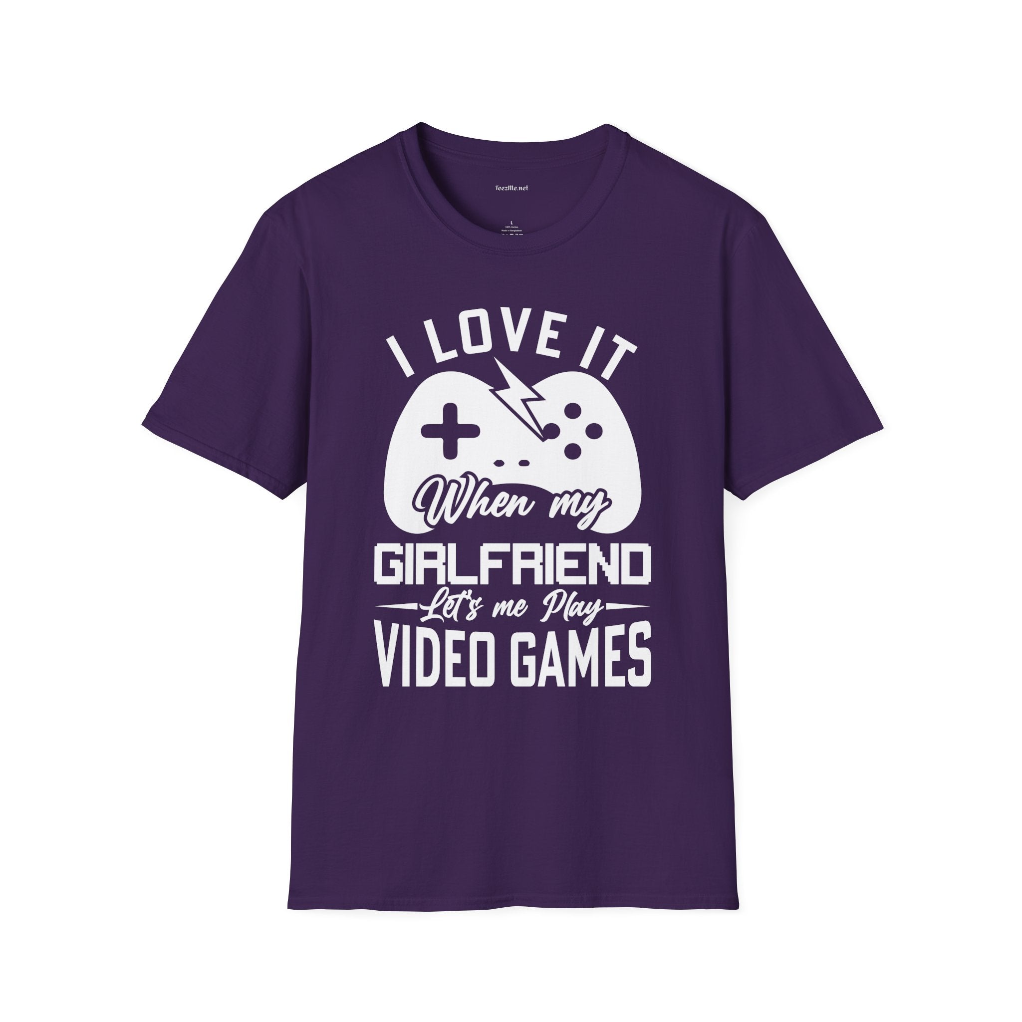 I Love It When My Girlfriend Let's Me Play Unisex Softstyle T-Shirt 100% Cotton Graphic