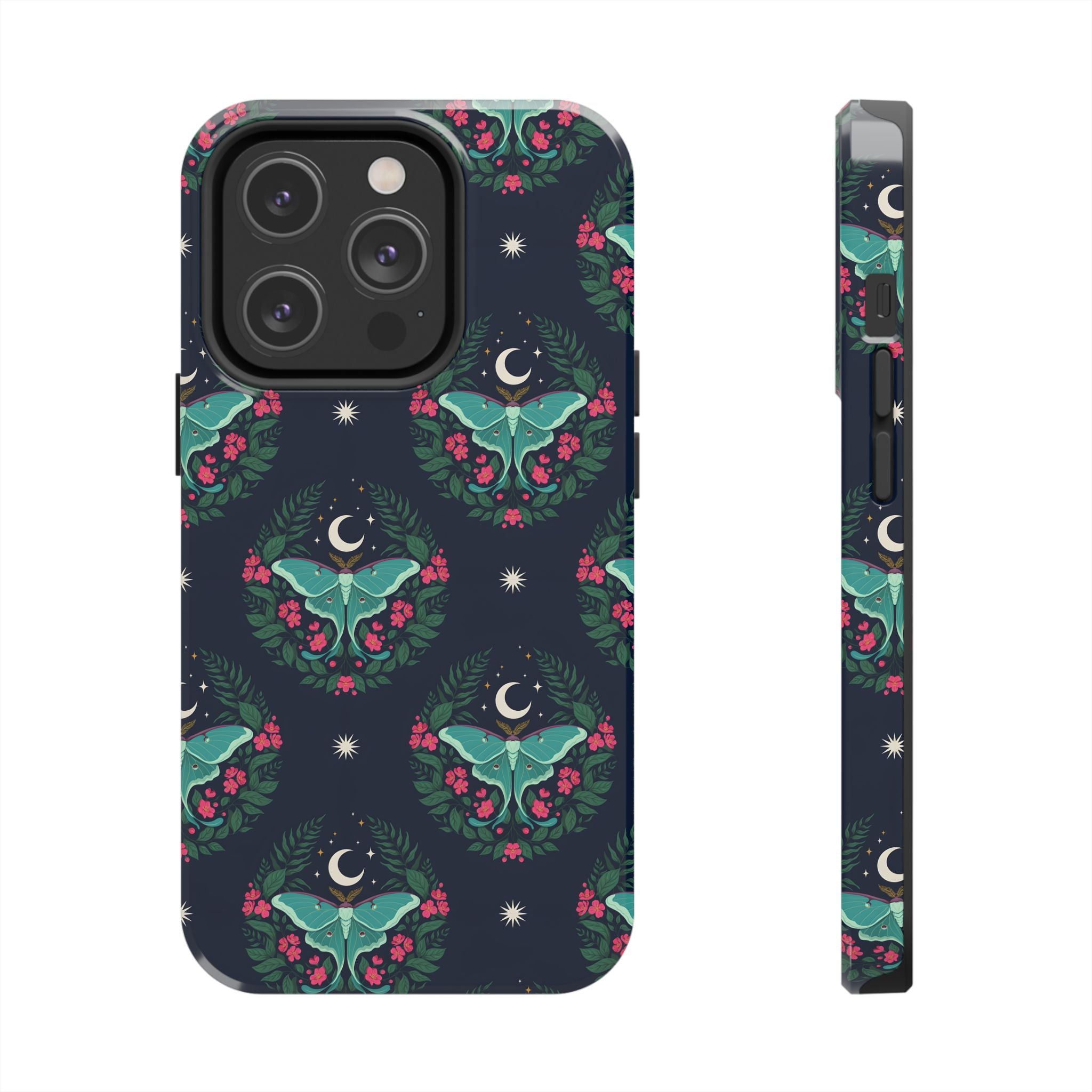 Moon Moth Tough Phone Case — Botanical Nightscape Protective Cover