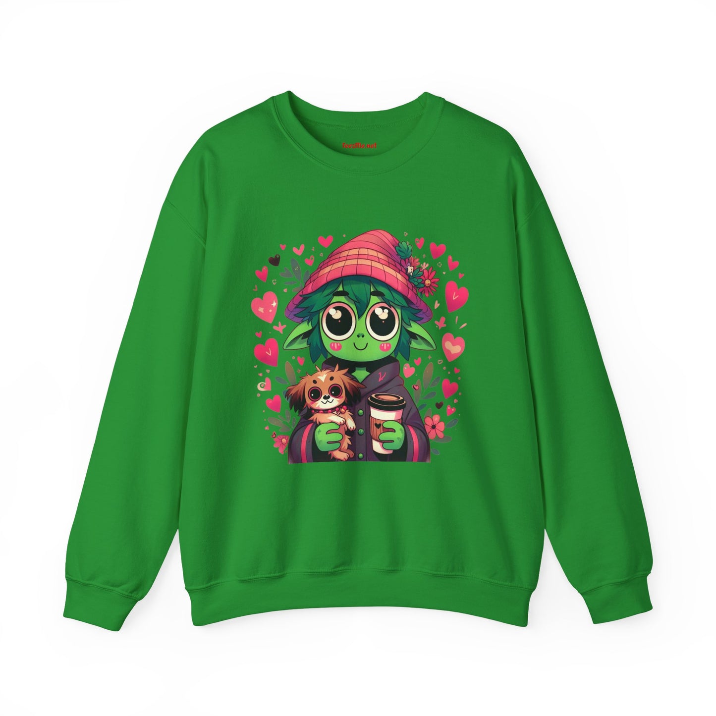 Cute Alien with Hearts Unisex Heavy Blend™ Crewneck Sweatshirt