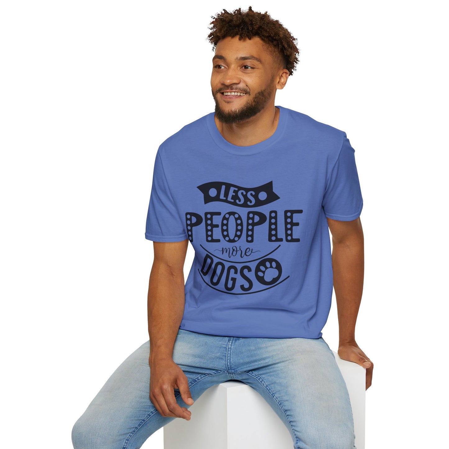Less people more dogs - Unisex Softstyle T-Shirt 100% Cotton Graphic