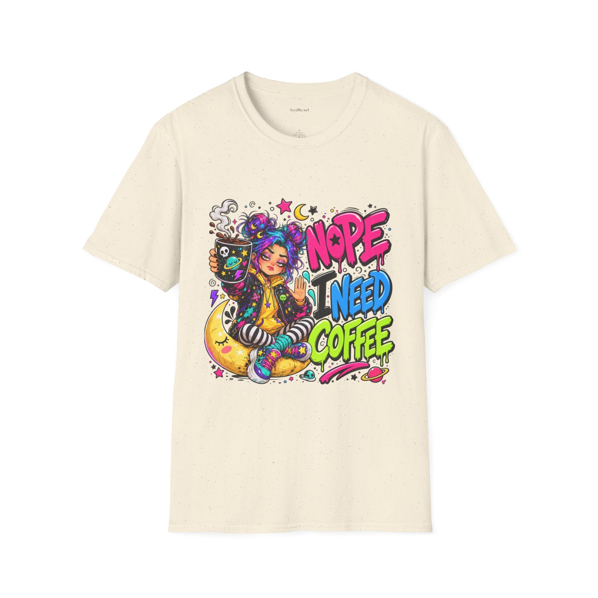 Nope I Need Coffee T‑Shirt — Colorful Coffee Lover Graphic Tee