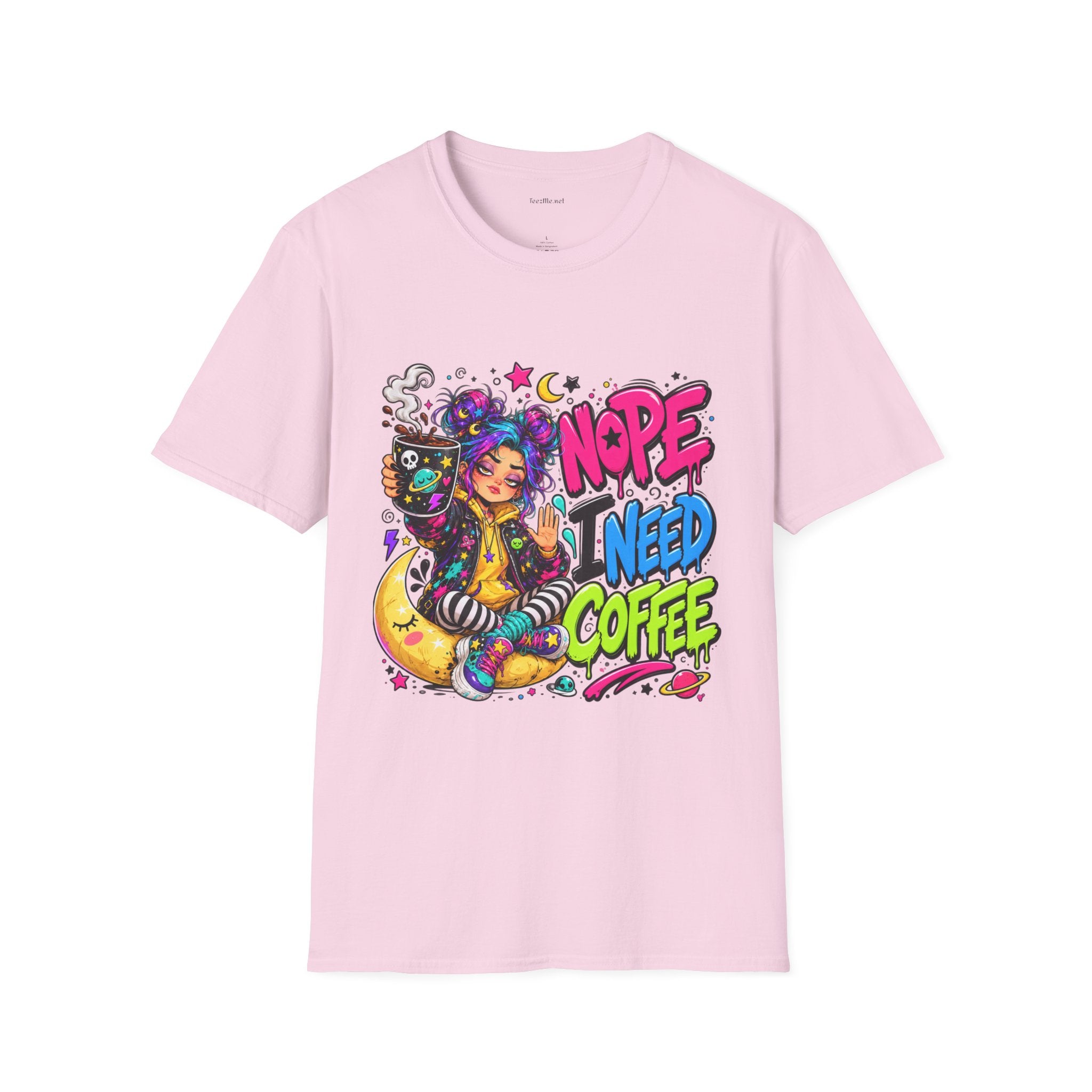 Nope I Need Coffee T‑Shirt — Colorful Coffee Lover Graphic Tee