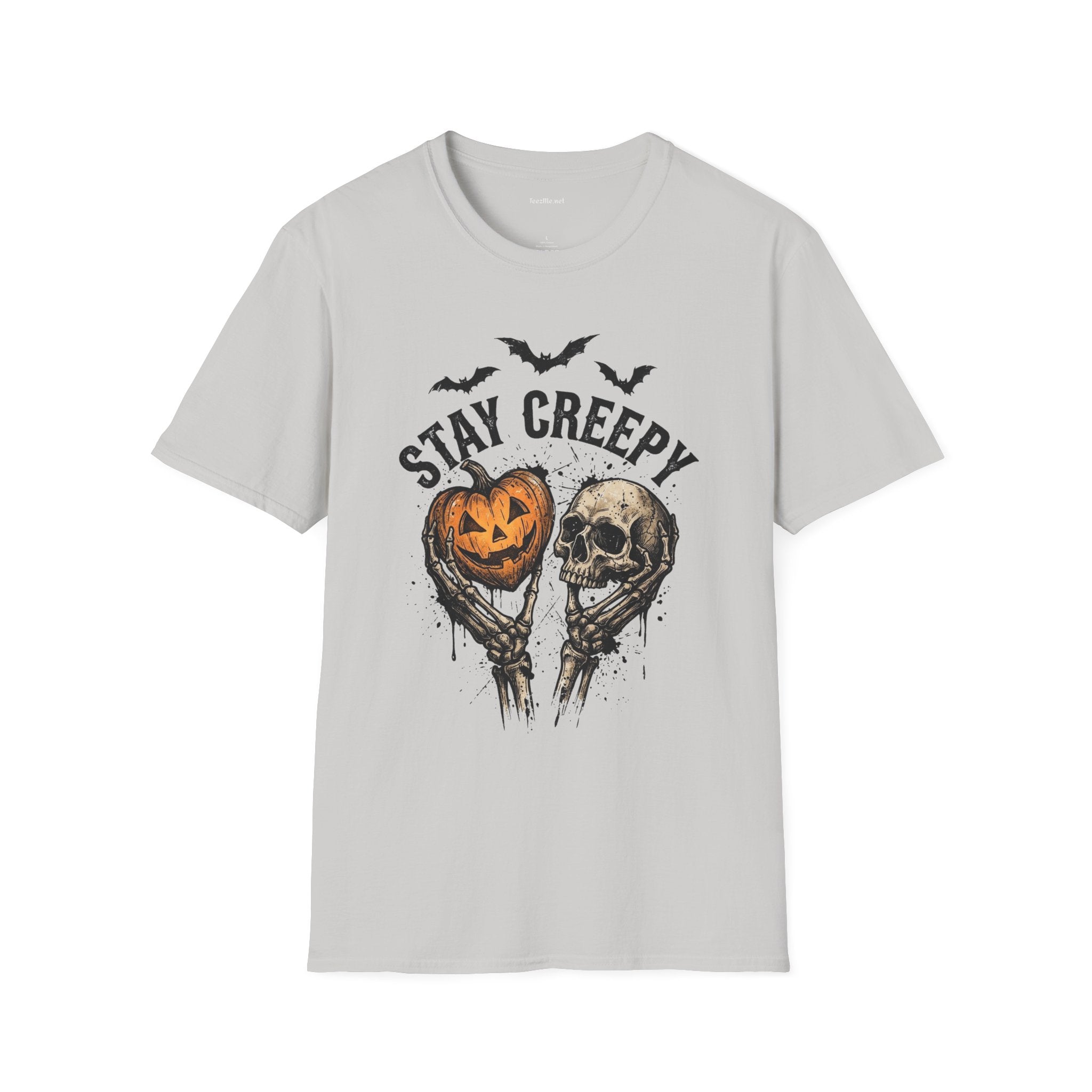 Stay Creepy Halloween T-Shirt — Pumpkin & Skull Spooky Graphic Tee