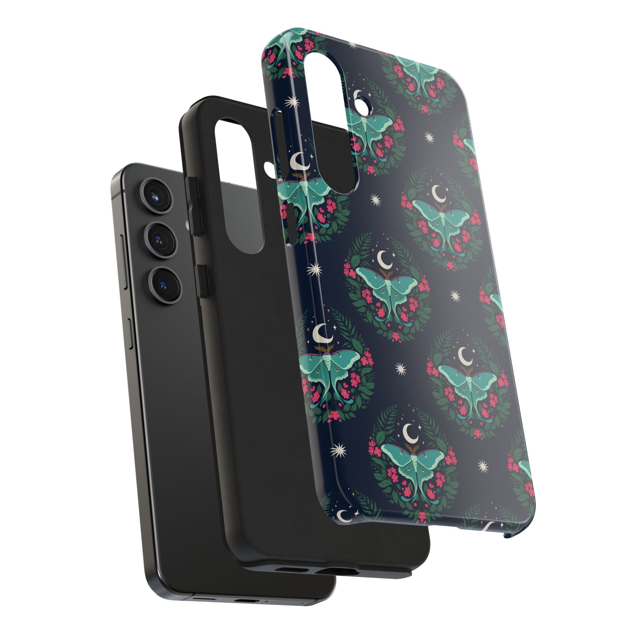 Moon Moth Tough Phone Case — Botanical Nightscape Protective Cover