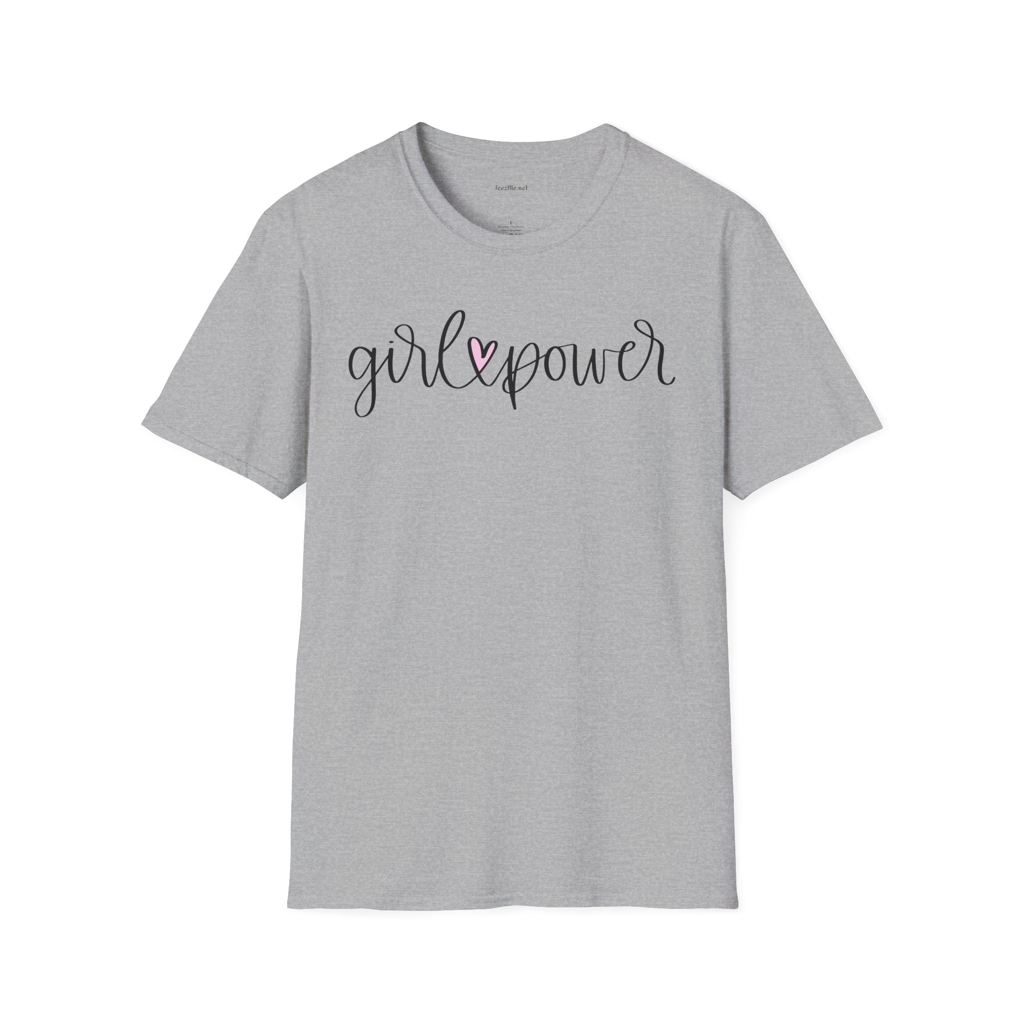 Girl Power T-Shirt — Script Heart Feminist Tee for Women